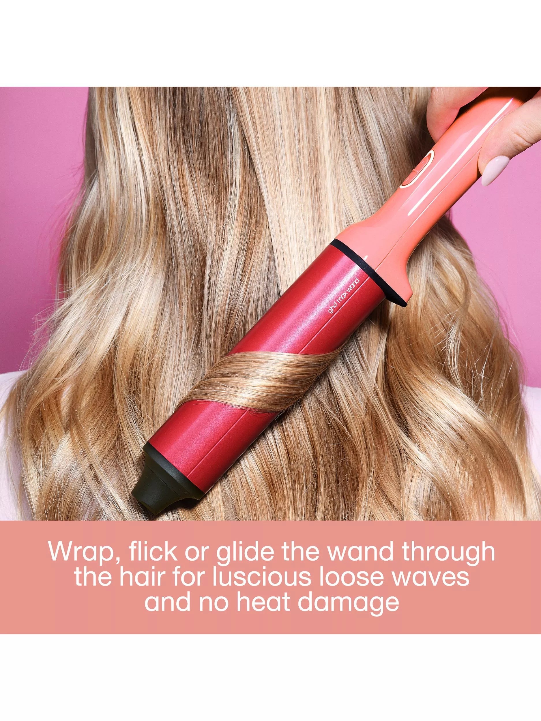 ghd Chronos Curve Max hair styler wand 38mm candy coral (British brand)