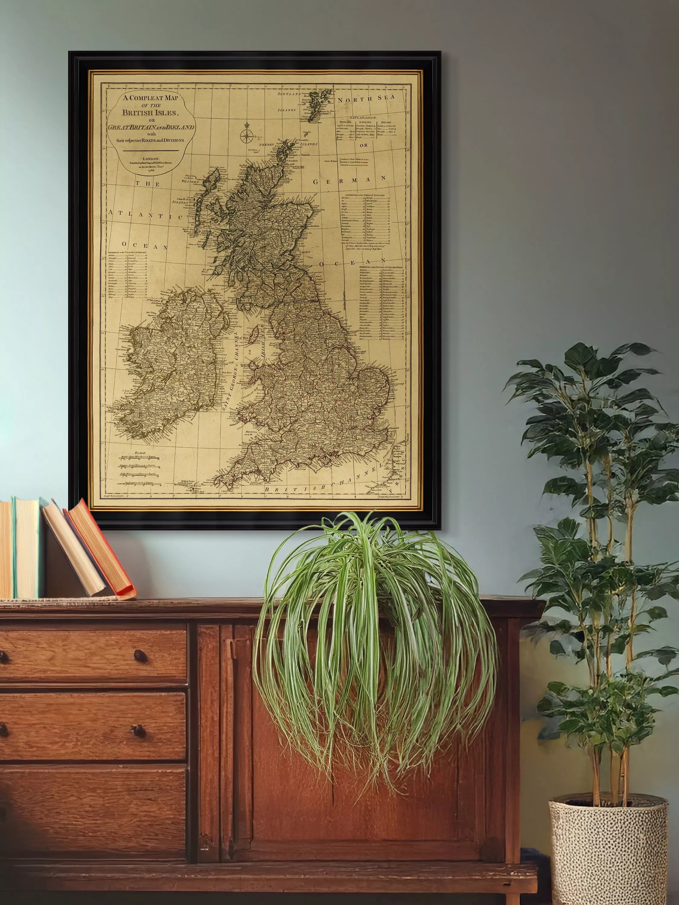Brookpace Lascelles framed map of British Isles 1788 111x86cm (British brand)