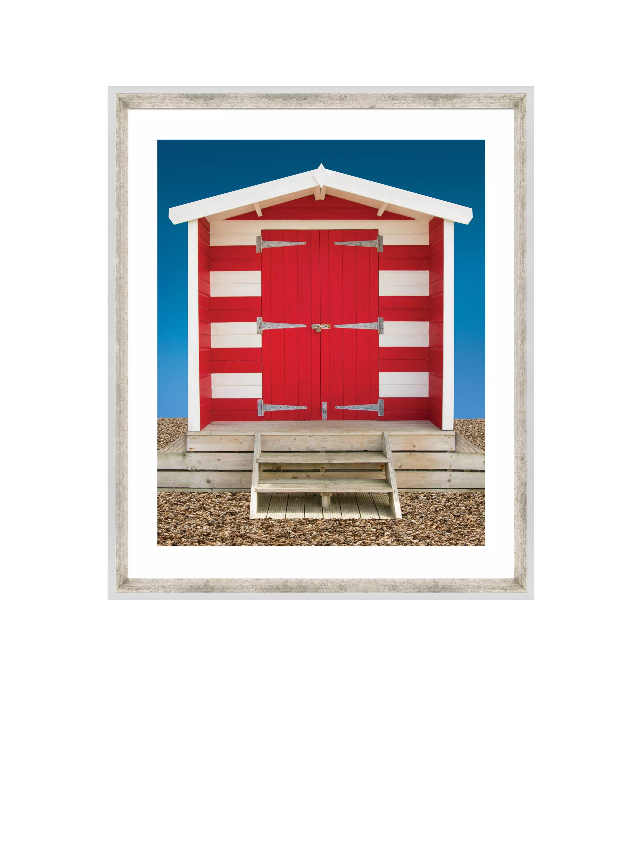 Brookpace Lascelles beach hut framed print 66x56cm, imported from the UK