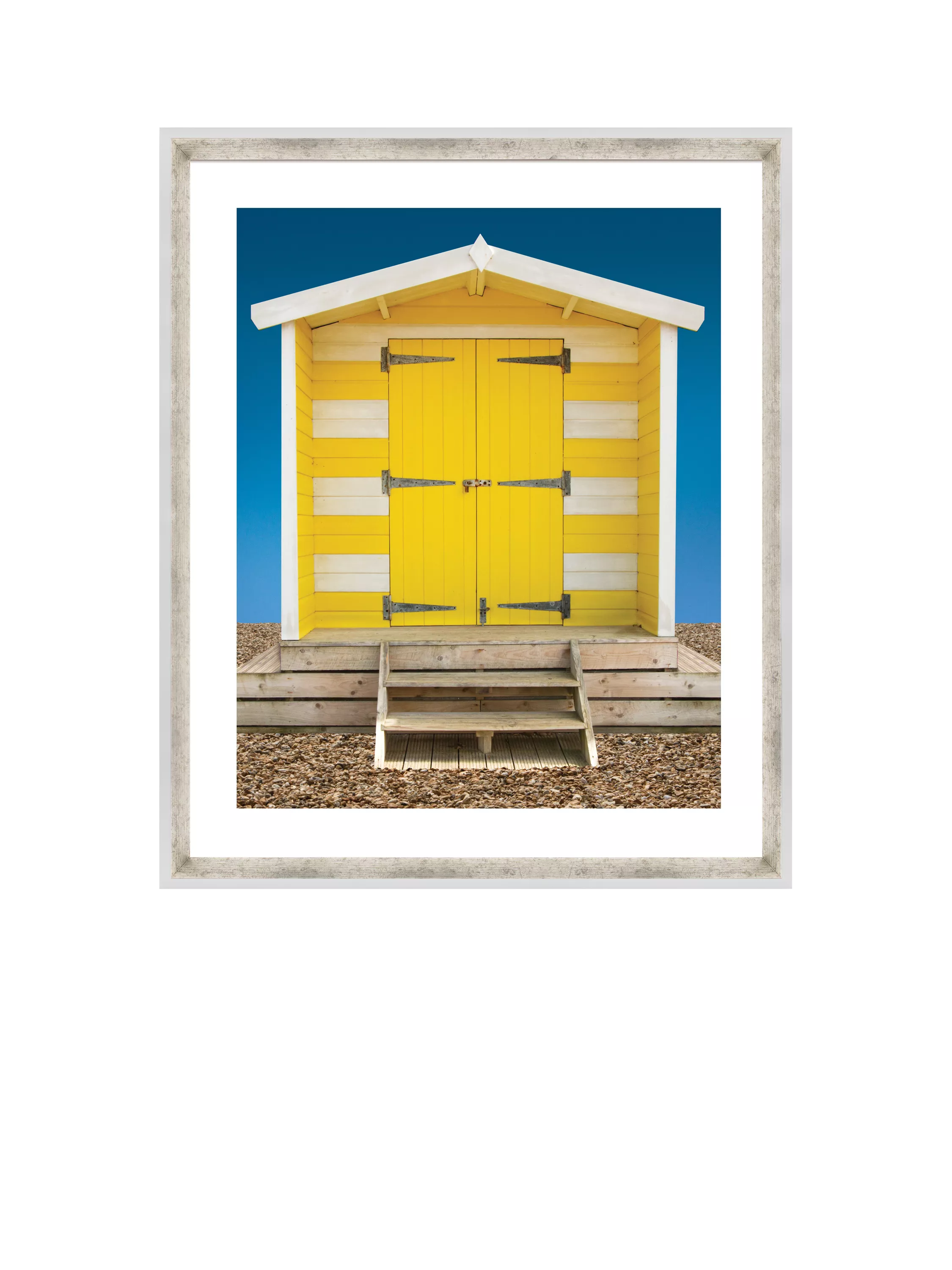 Brookpace Lascelles framed print Beach Hut Yellow 66x56cm, UK version