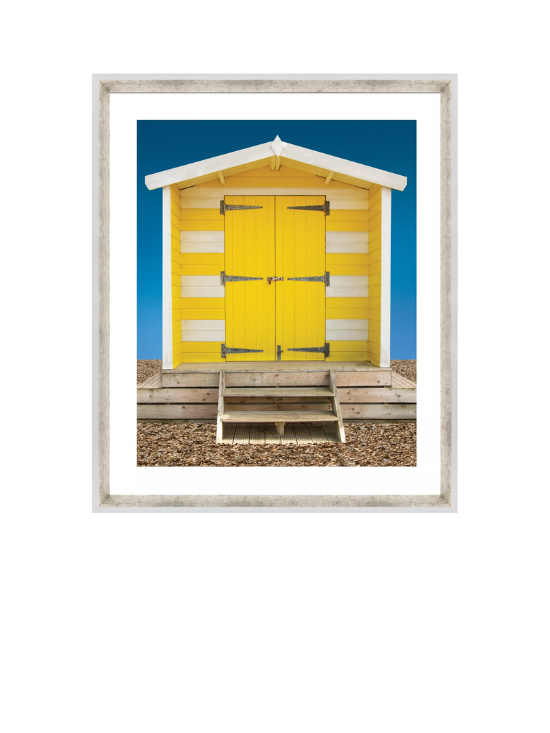 Brookpace Lascelles framed print Beach Hut Yellow 66x56cm, UK version