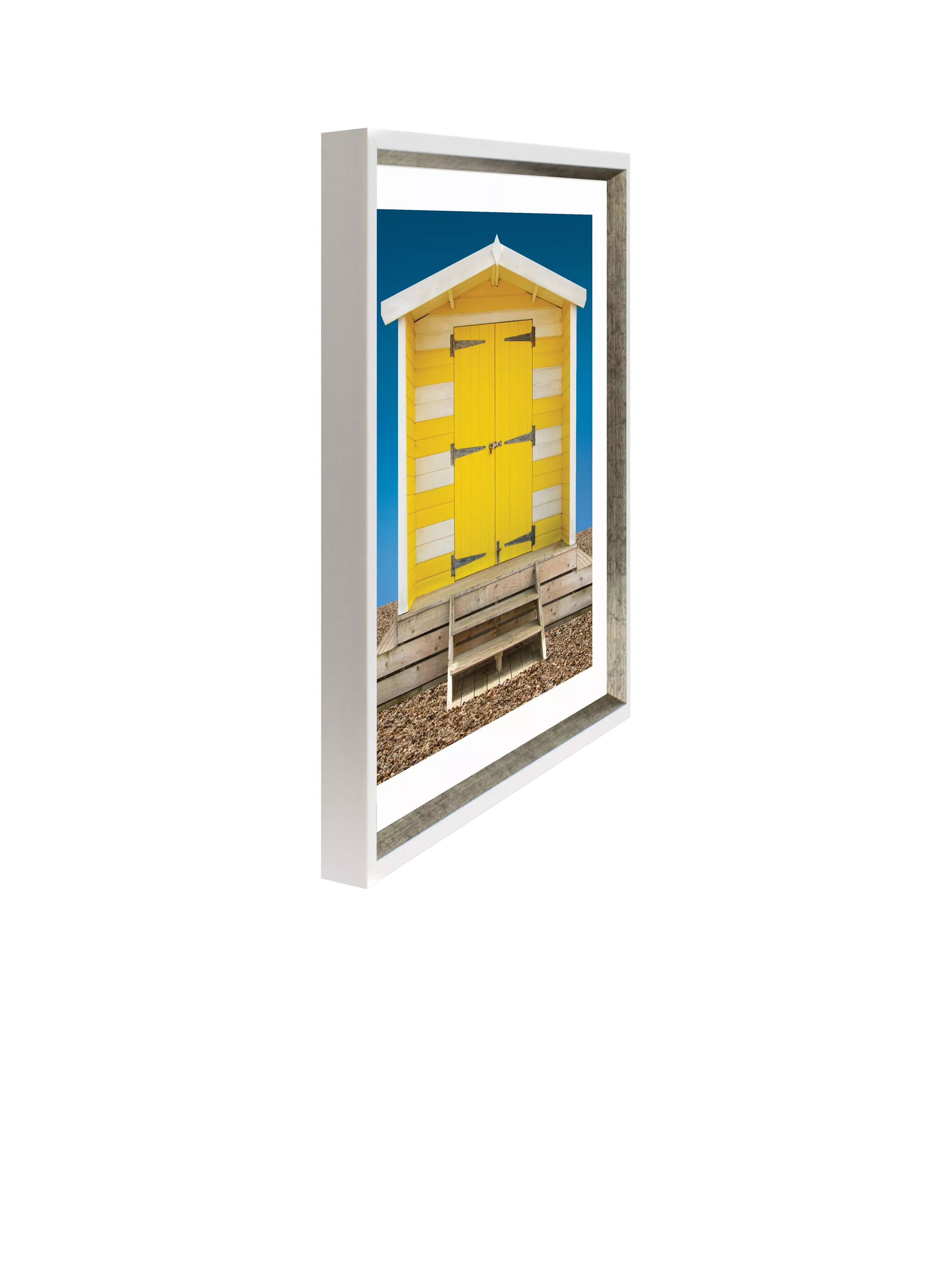 Brookpace Lascelles framed print Beach Hut Yellow 66x56cm, UK version