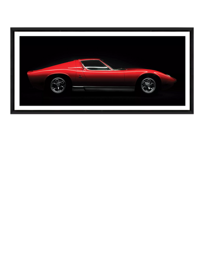 John Lewis Brookpace Lascelles Lamborghini Miura Bertone Framed Photographic Print, Red/Black, 51 x 101.5cm- Buy online at McGrocer