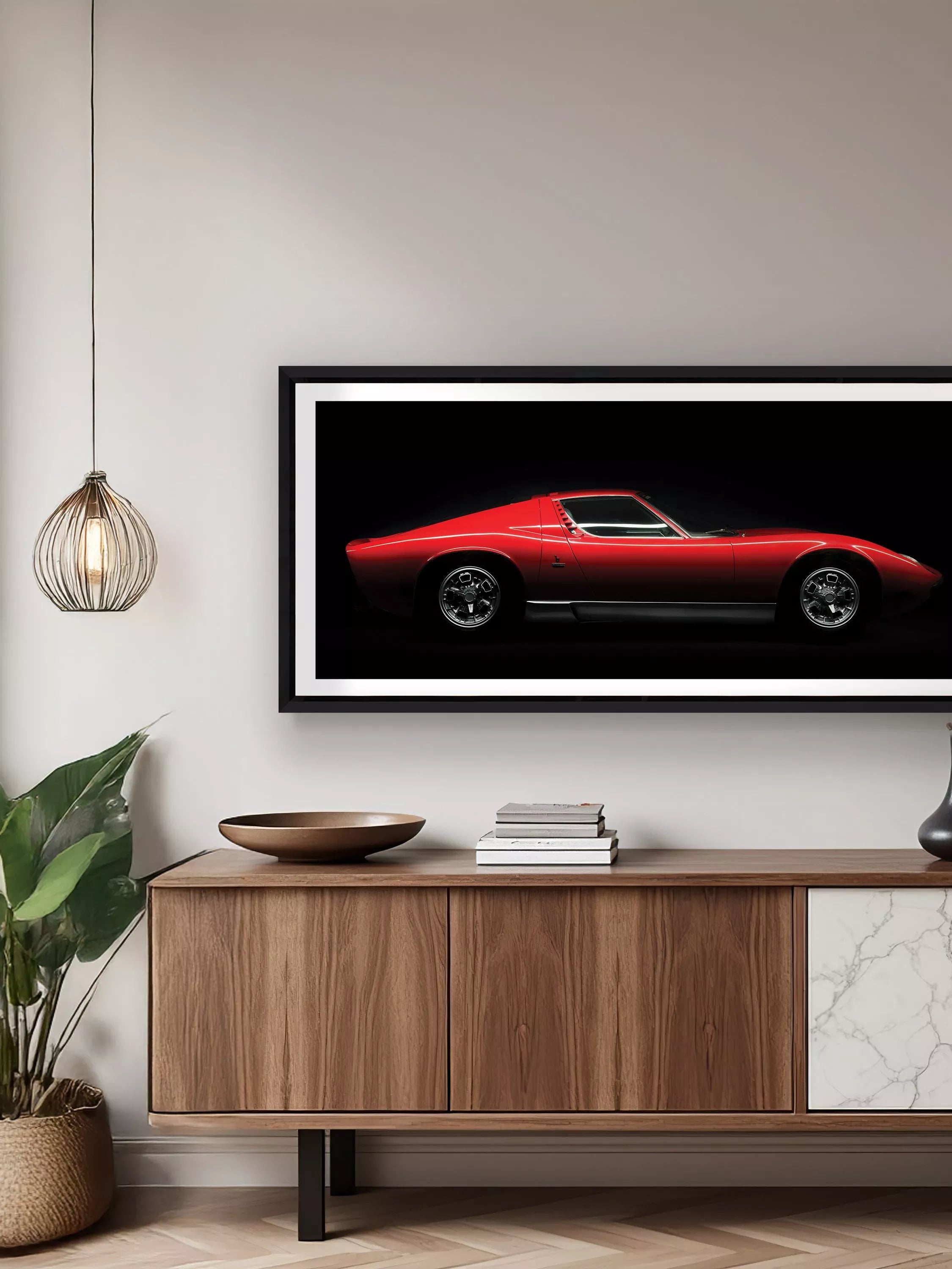 Brookpace Lascelles Lamborghini Miura framed print 51x101.5cm, imported from the UK