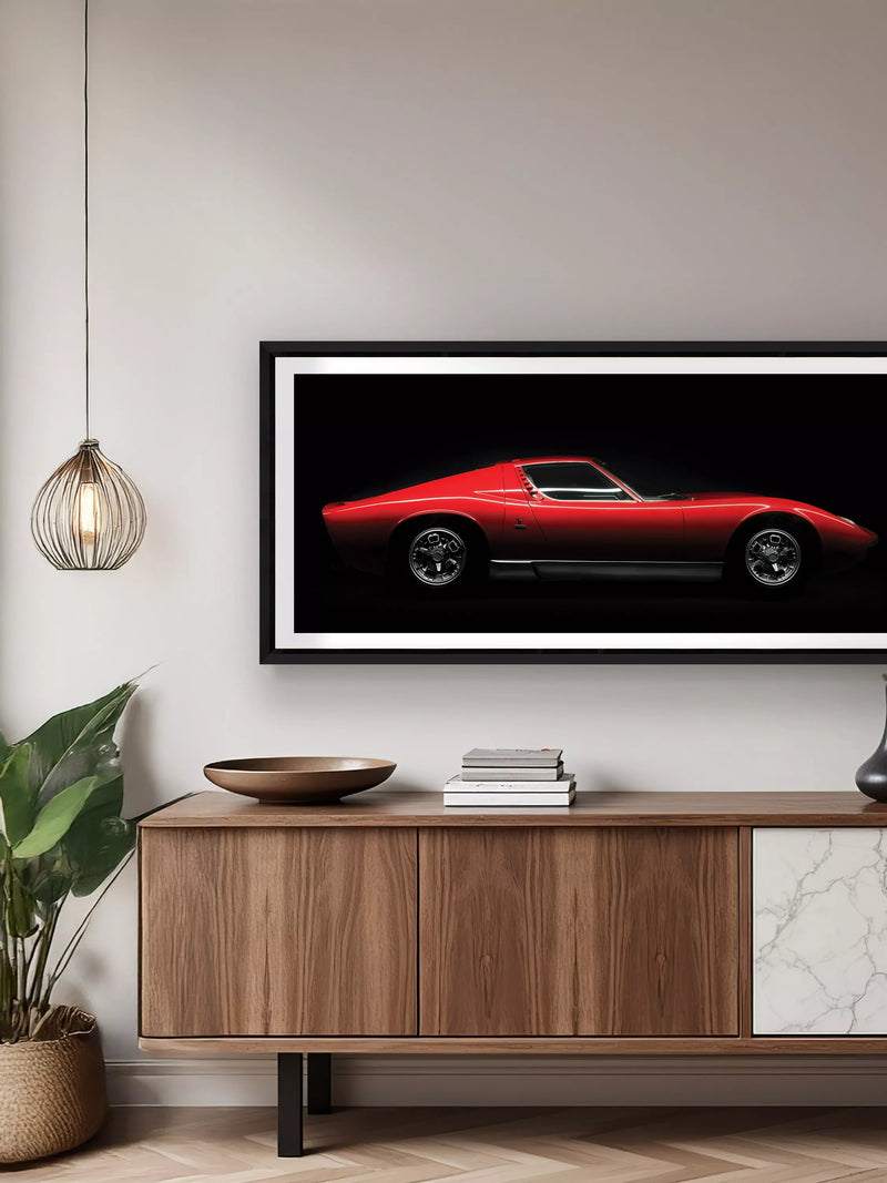 Brookpace Lascelles Lamborghini Miura framed print 51x101.5cm, imported from the UK