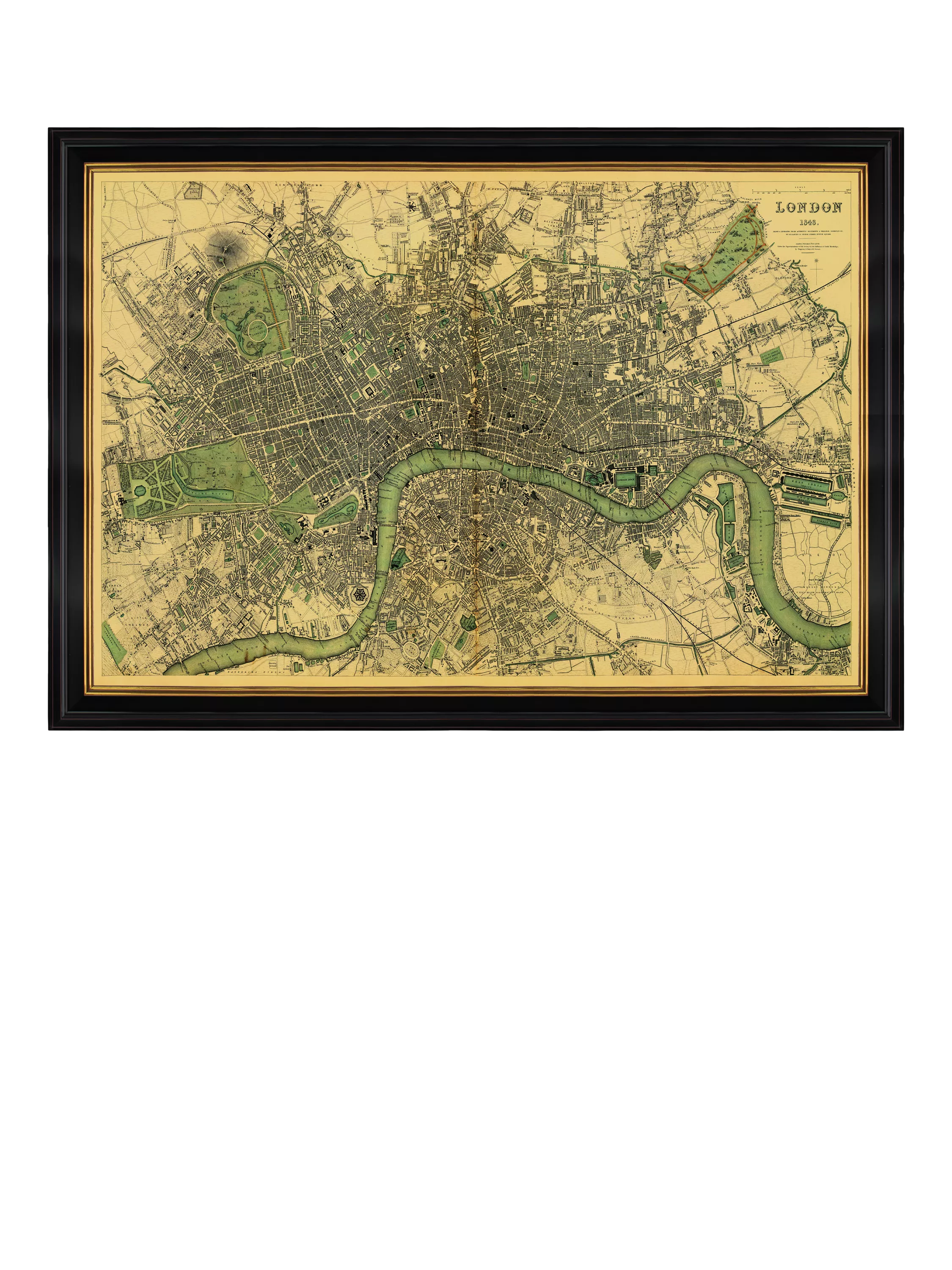 Brookpace Lascelles framed map print London 1843 50x71cm (British brand)