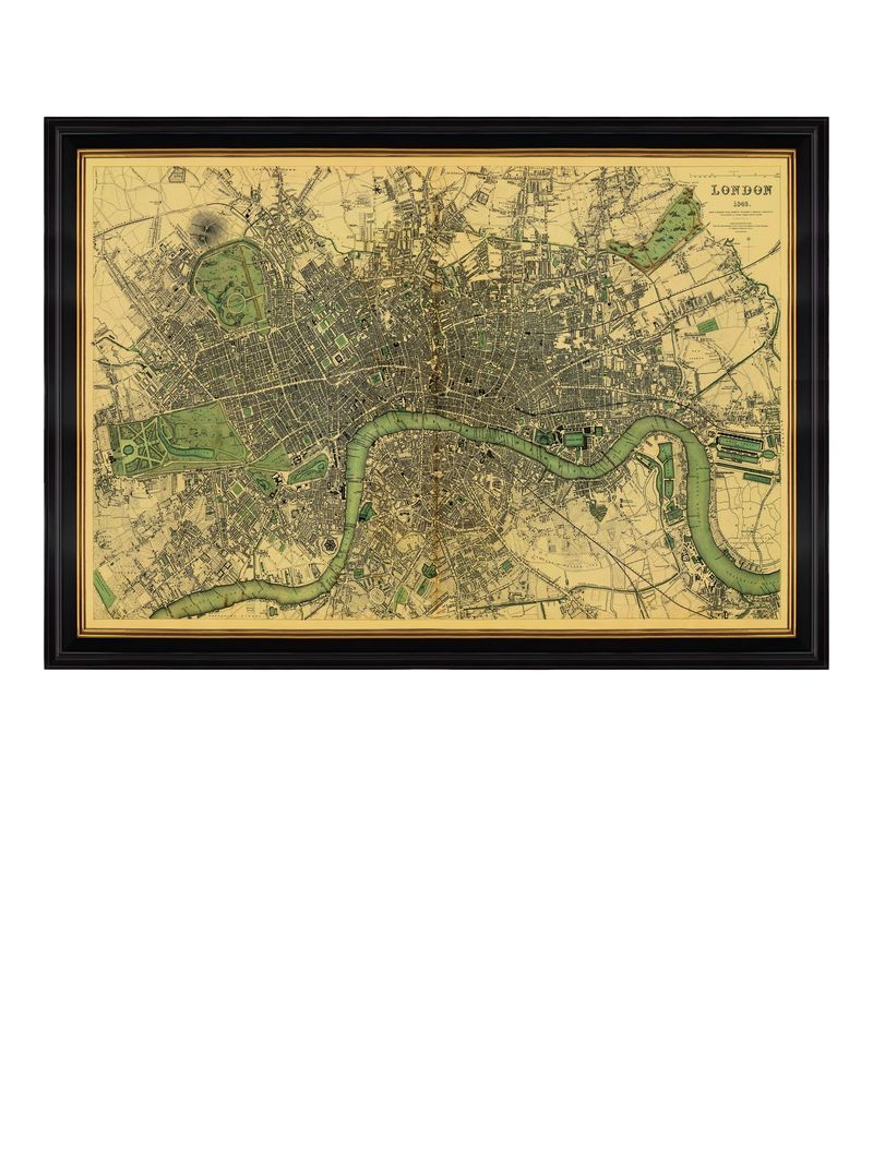 Brookpace Lascelles framed map print London 1843 50x71cm (British brand)