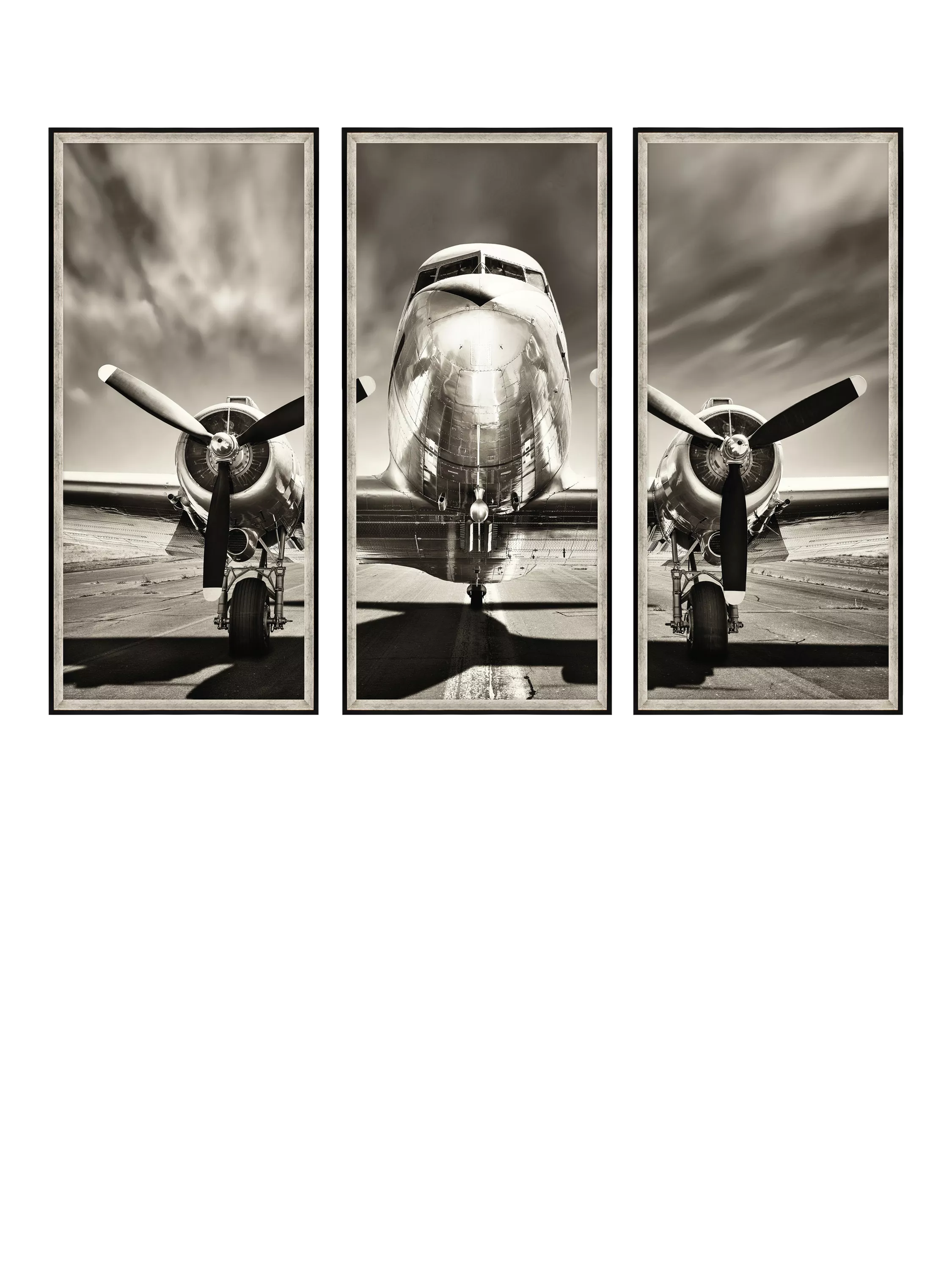 Brookpace Lascelles vintage aeroplane triptych framed prints 157cm - British product