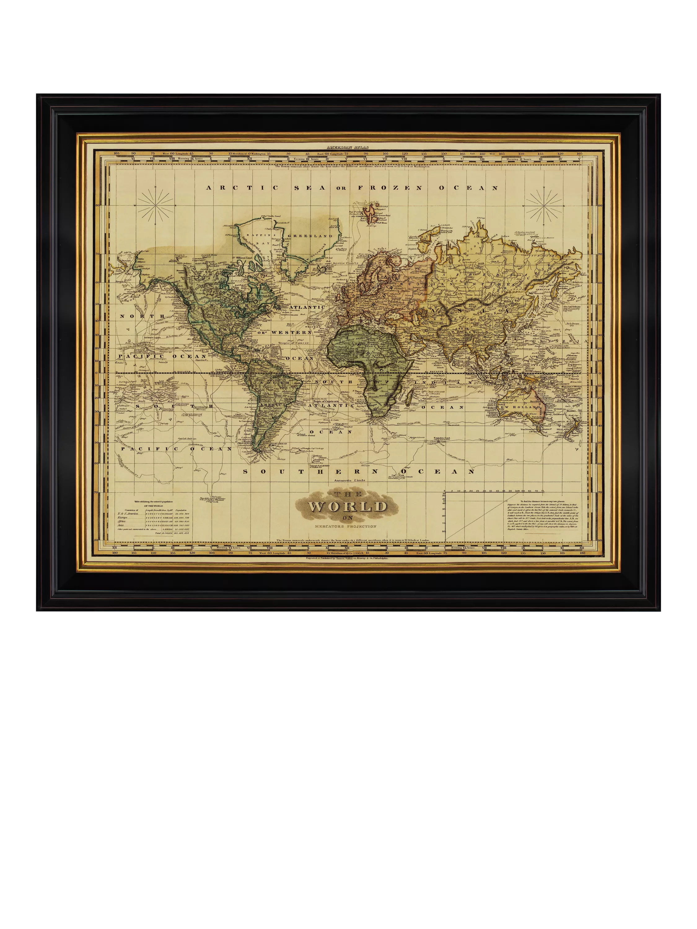 Brookpace Lascelles Mercator 1823 map print 71x86cm - British product