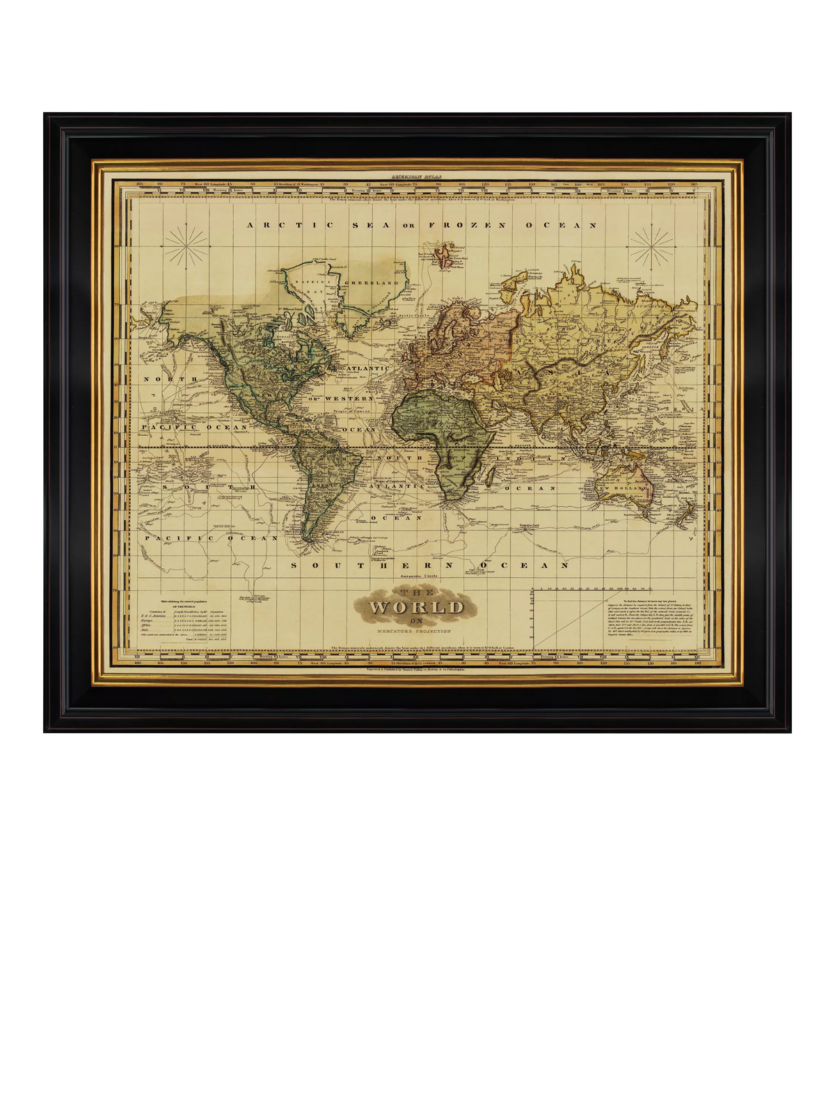 Brookpace Lascelles Mercator 1823 map print 71x86cm - British product