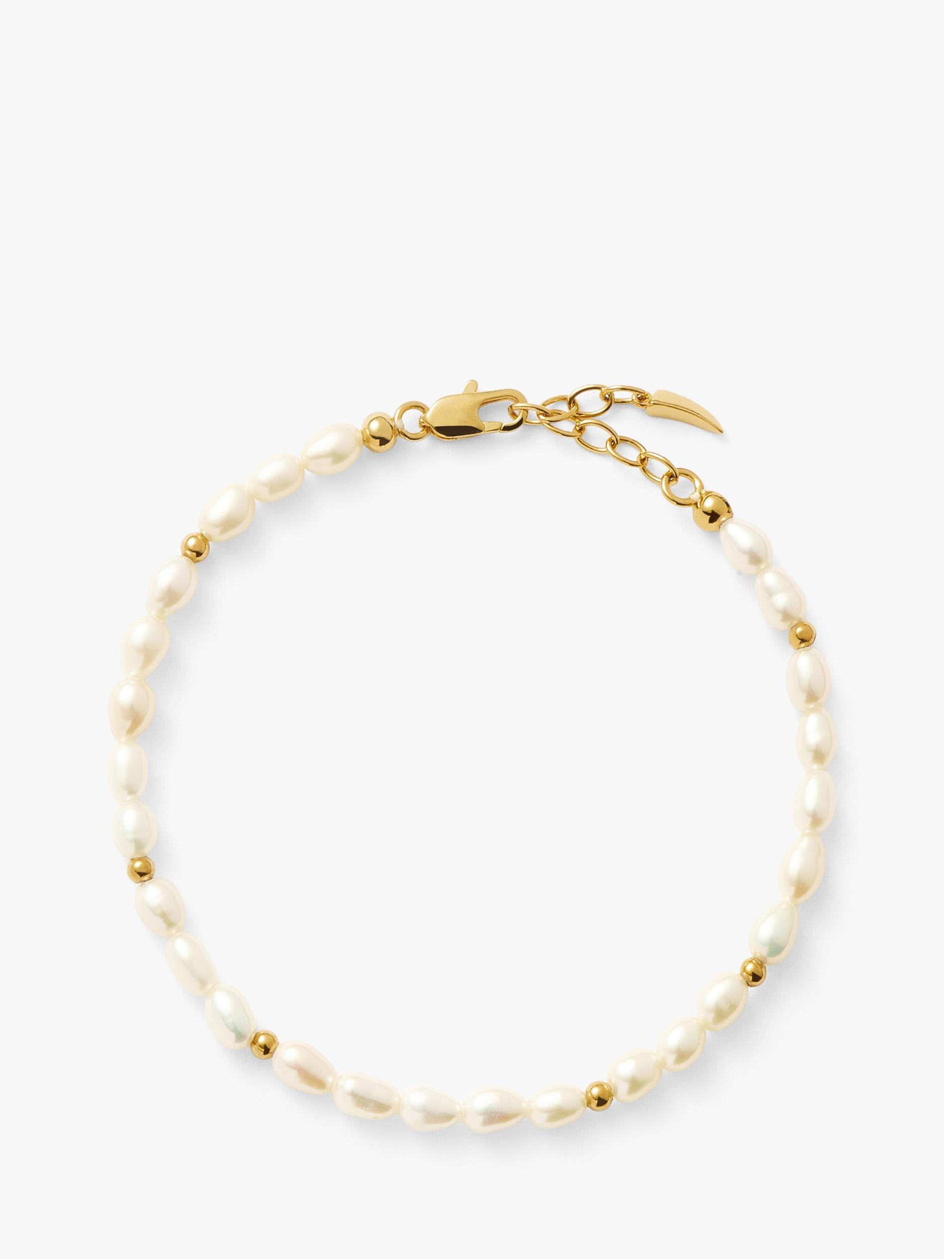 Missoma beaded pearl bracelet in gold and white (British brand)