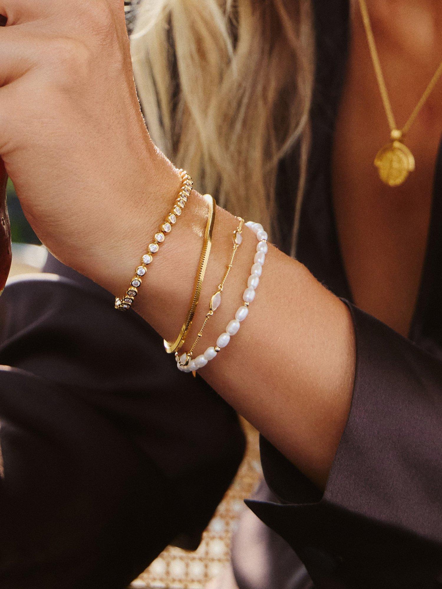 Missoma beaded pearl bracelet in gold and white (British brand)