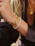 Missoma beaded pearl bracelet in gold and white (British brand)