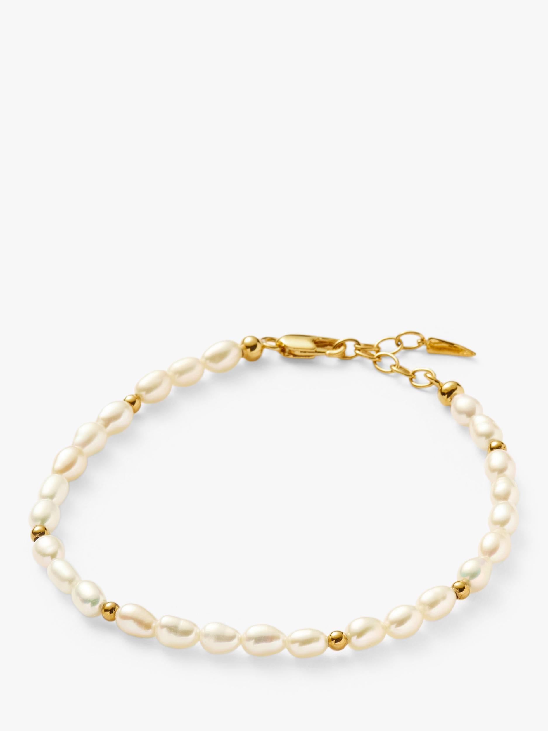 Missoma beaded pearl bracelet in gold and white (British brand)