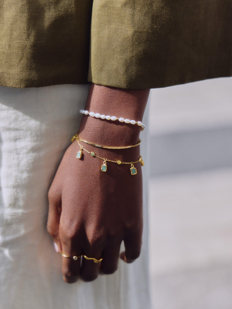 Missoma beaded pearl bracelet in gold and white (British brand)