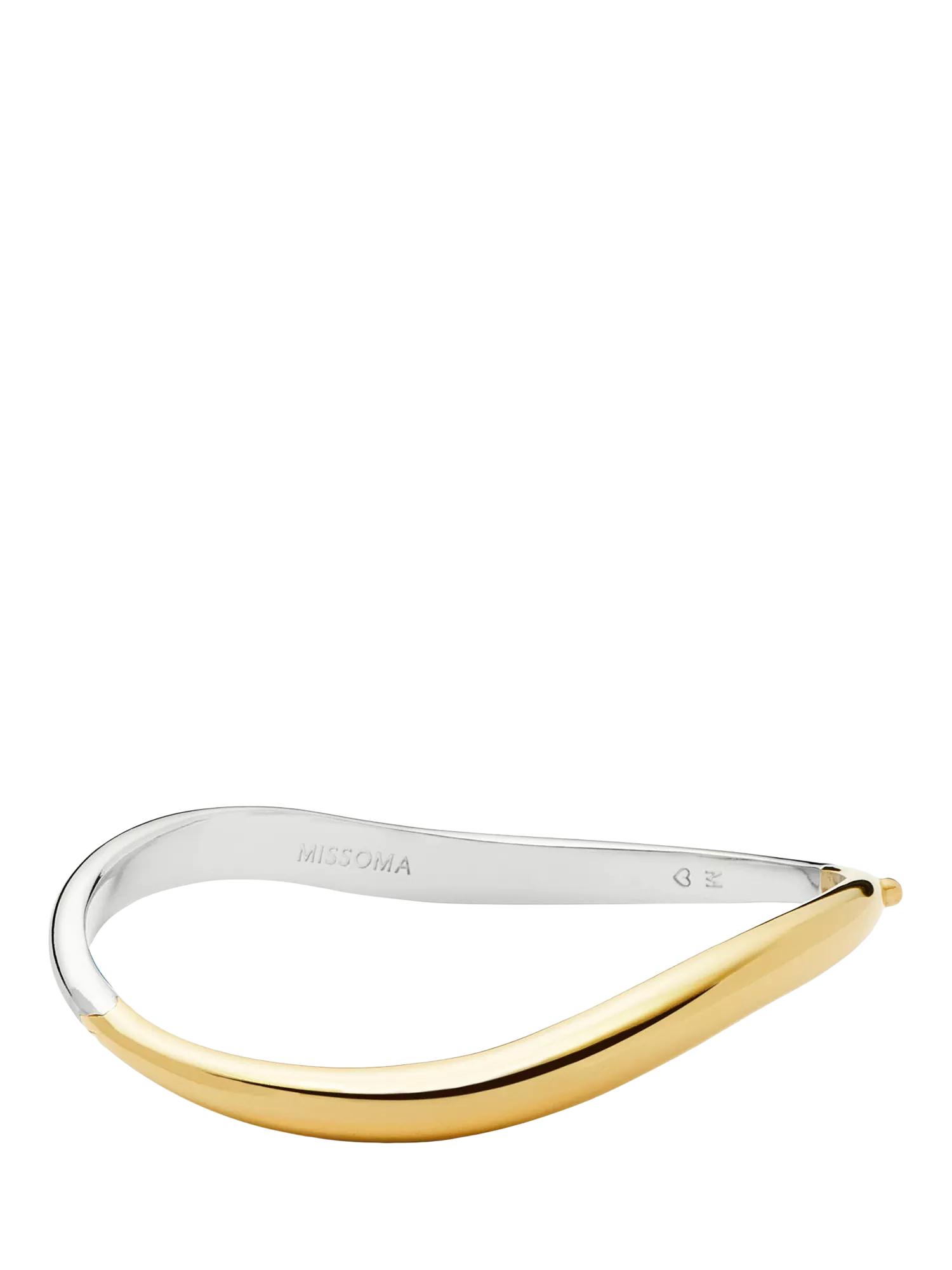 Missoma Savi hinged oval bangle in gold and silver, imported from the UK