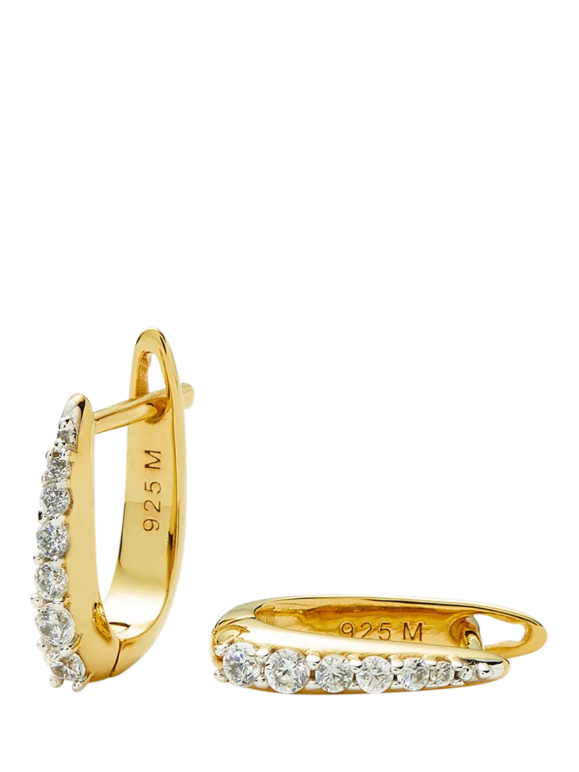 Missoma hinged crystal huggie earrings gold plated vermeil, imported from the UK