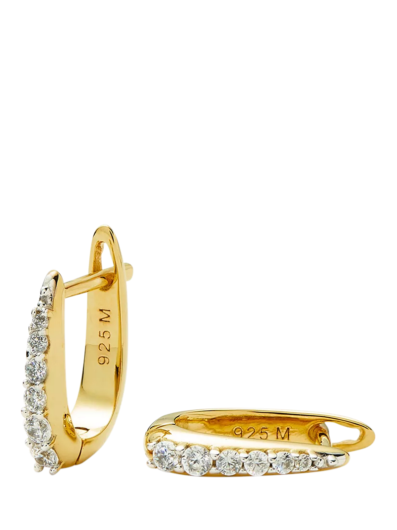 Missoma hinged crystal huggie earrings gold plated vermeil, imported from the UK