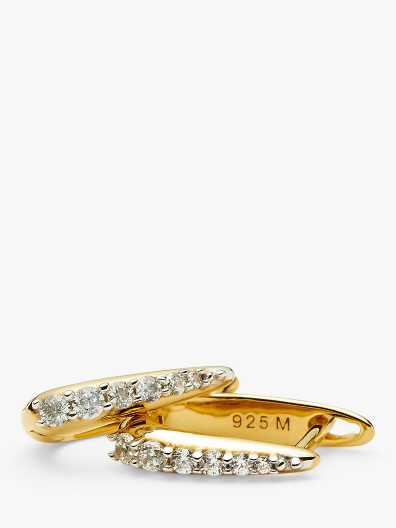 Missoma hinged crystal huggie earrings gold plated vermeil, imported from the UK