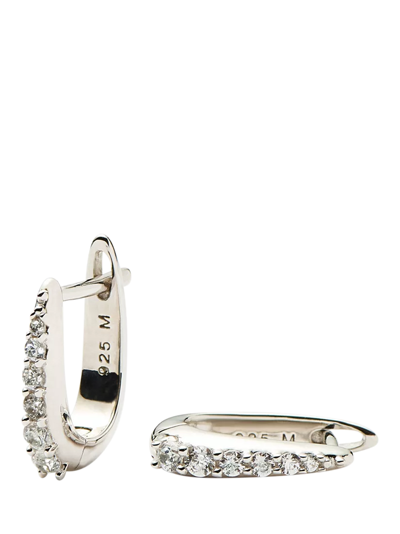 Missoma Hinged Crystal Huggie Hoop Earrings, Silver