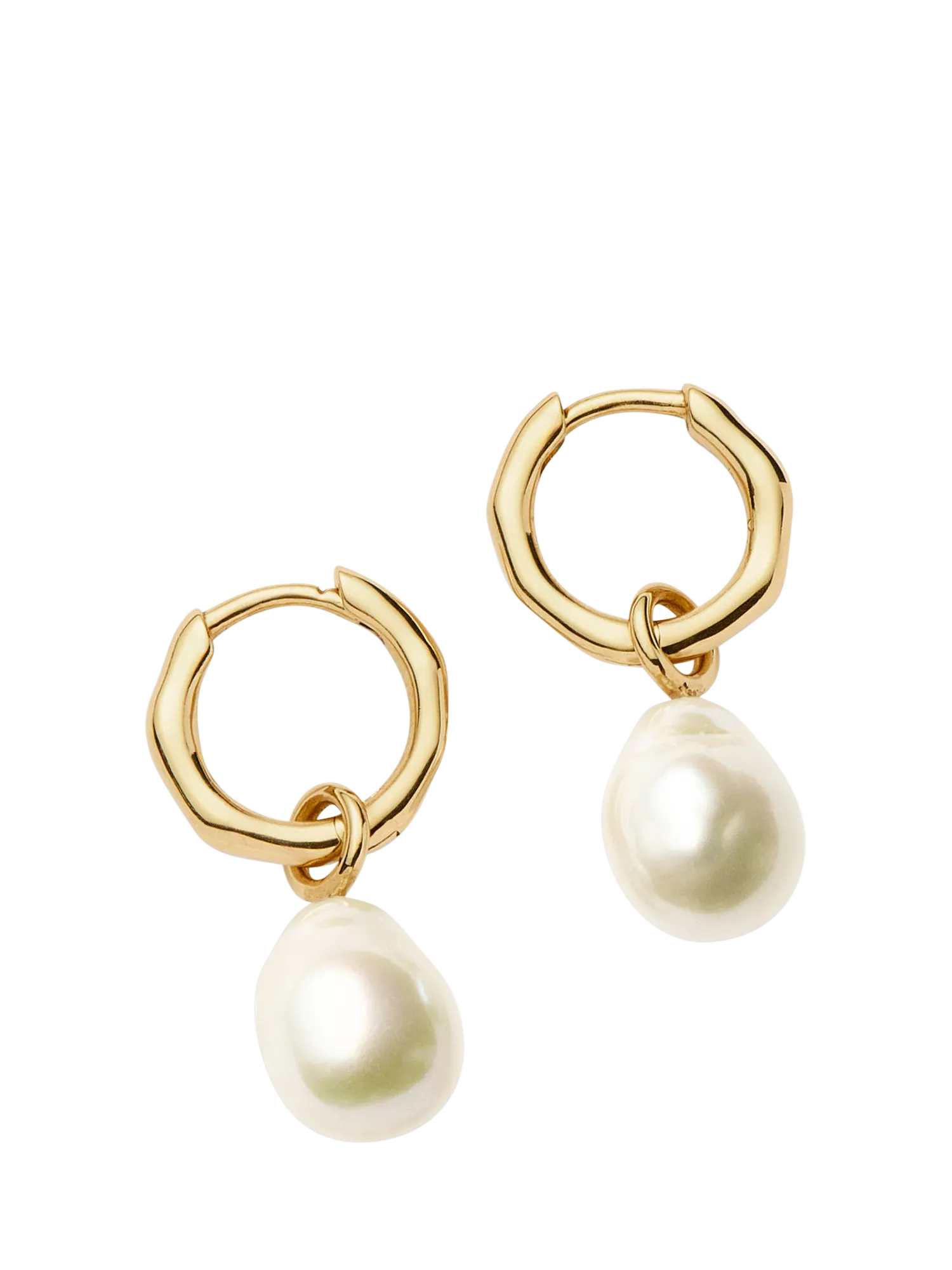 Missoma 14ct gold pearl hoop earrings, UK version