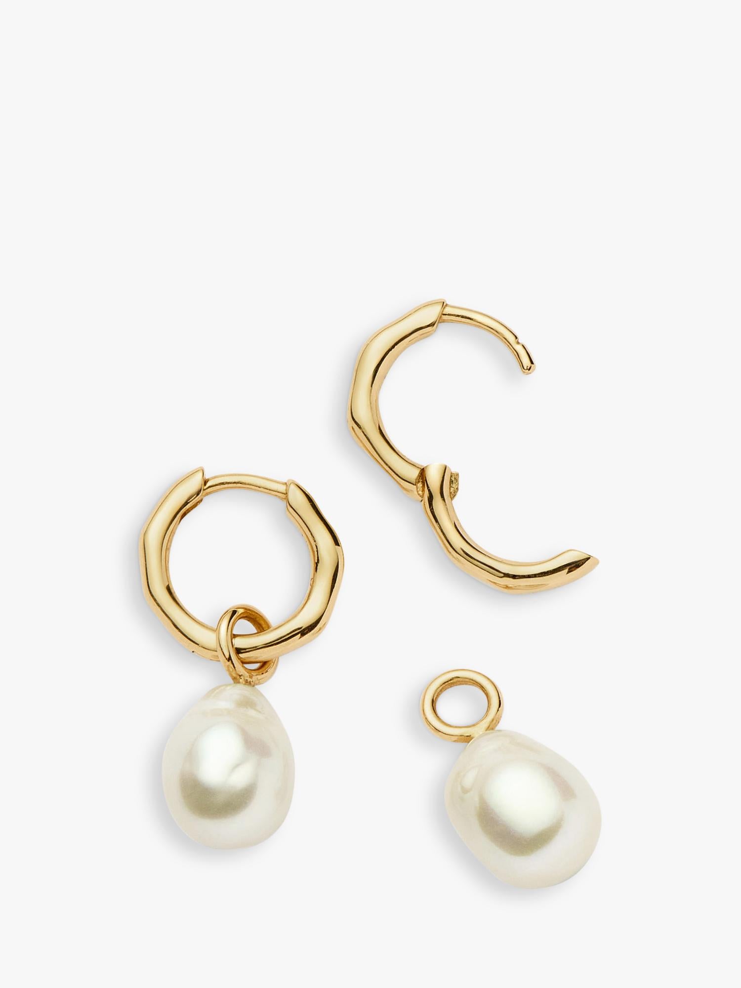 Missoma 14ct gold pearl hoop earrings, UK version