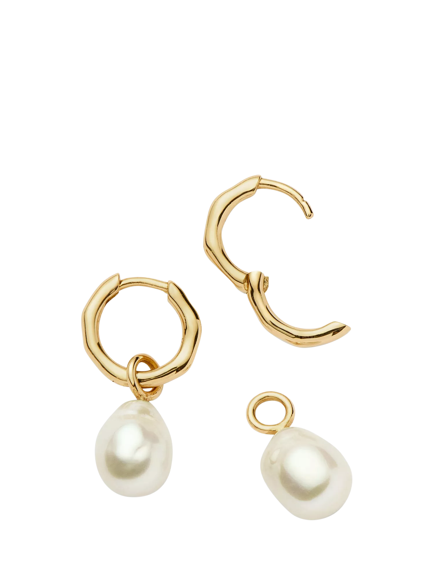 Missoma 14ct gold pearl hoop earrings, UK version