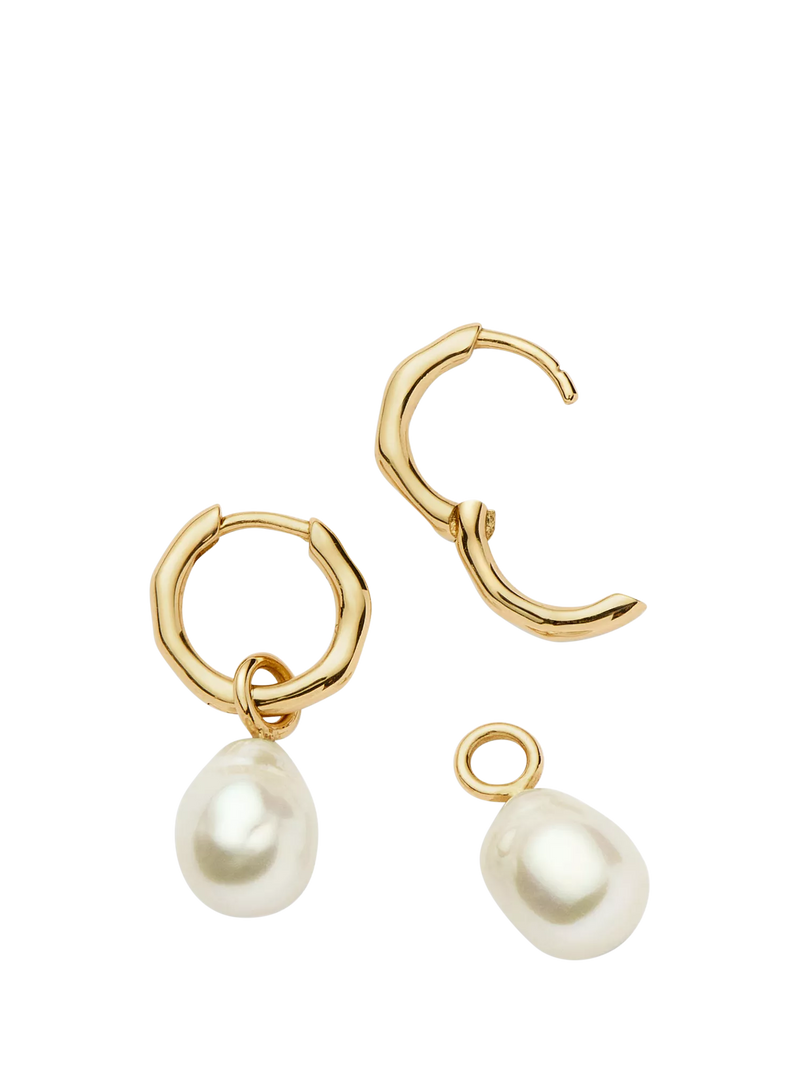 Missoma 14ct gold pearl hoop earrings, UK version