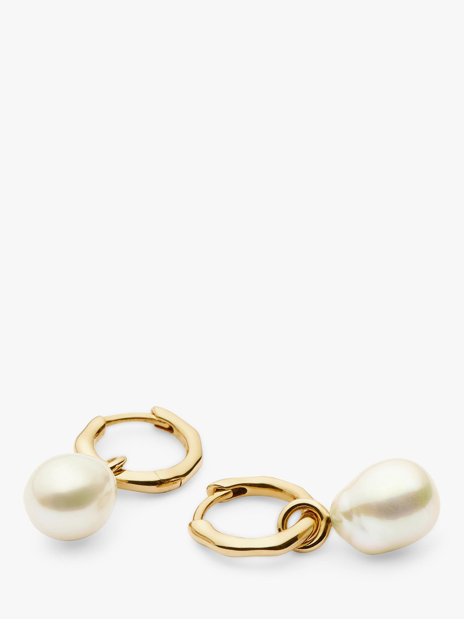 Missoma 14ct gold pearl hoop earrings, UK version