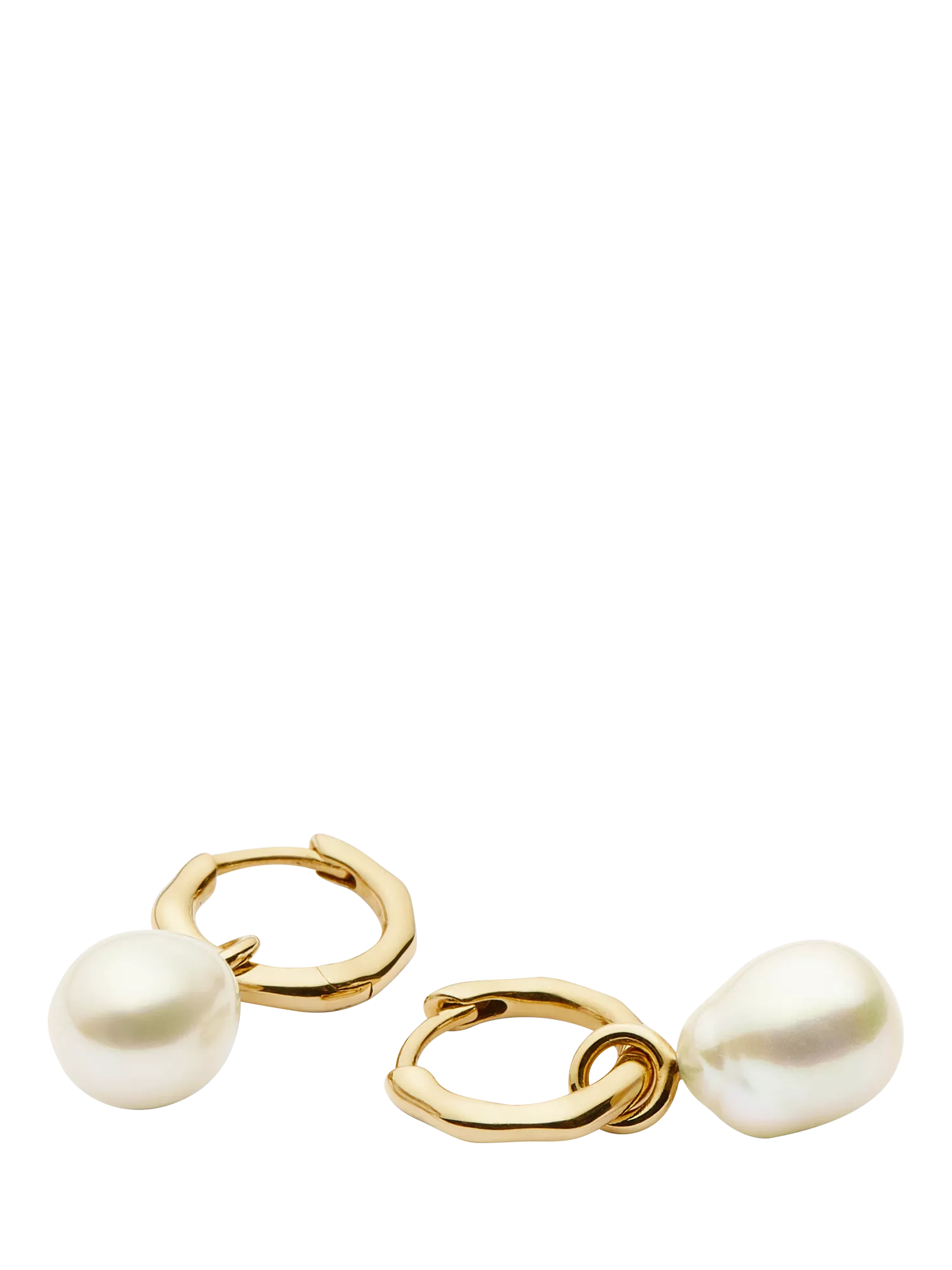 Missoma 14ct gold pearl hoop earrings, UK version