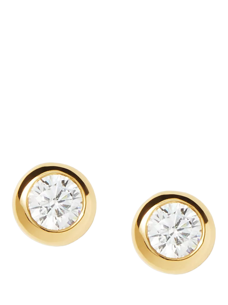 Missoma gold vermeil cubic zirconia stud earrings, imported from the UK