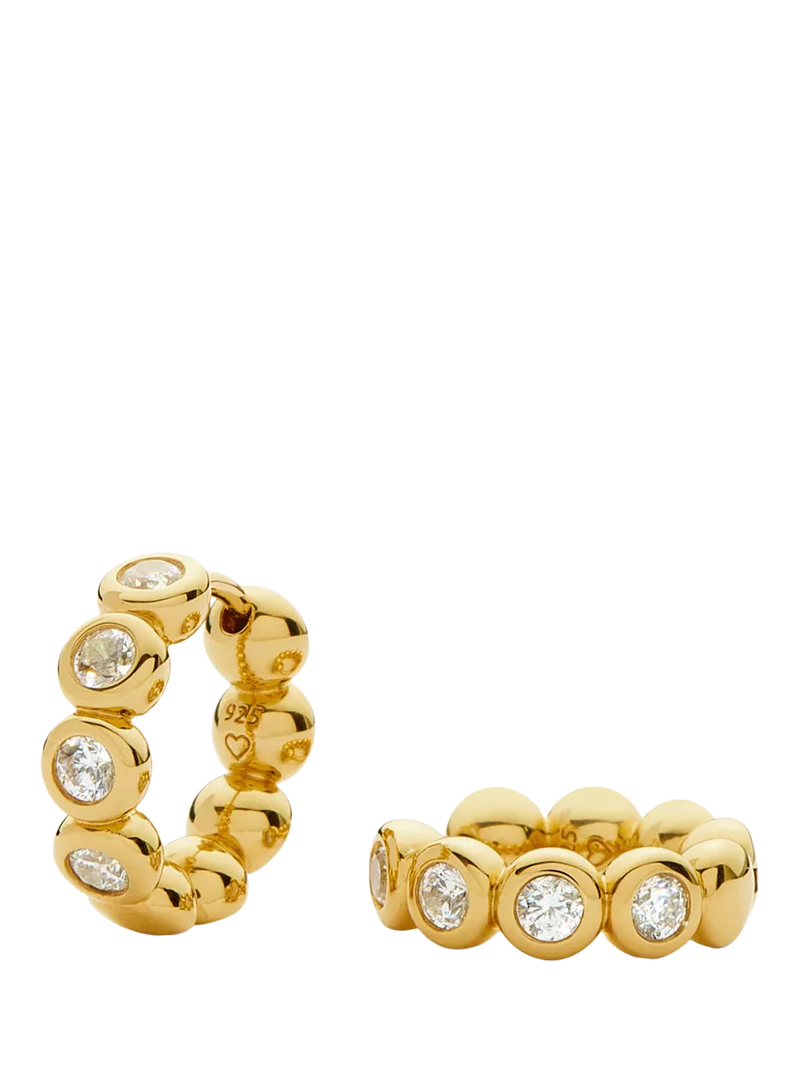 Missoma beaded crystal small hoop earrings gold plated sterling silver - British product