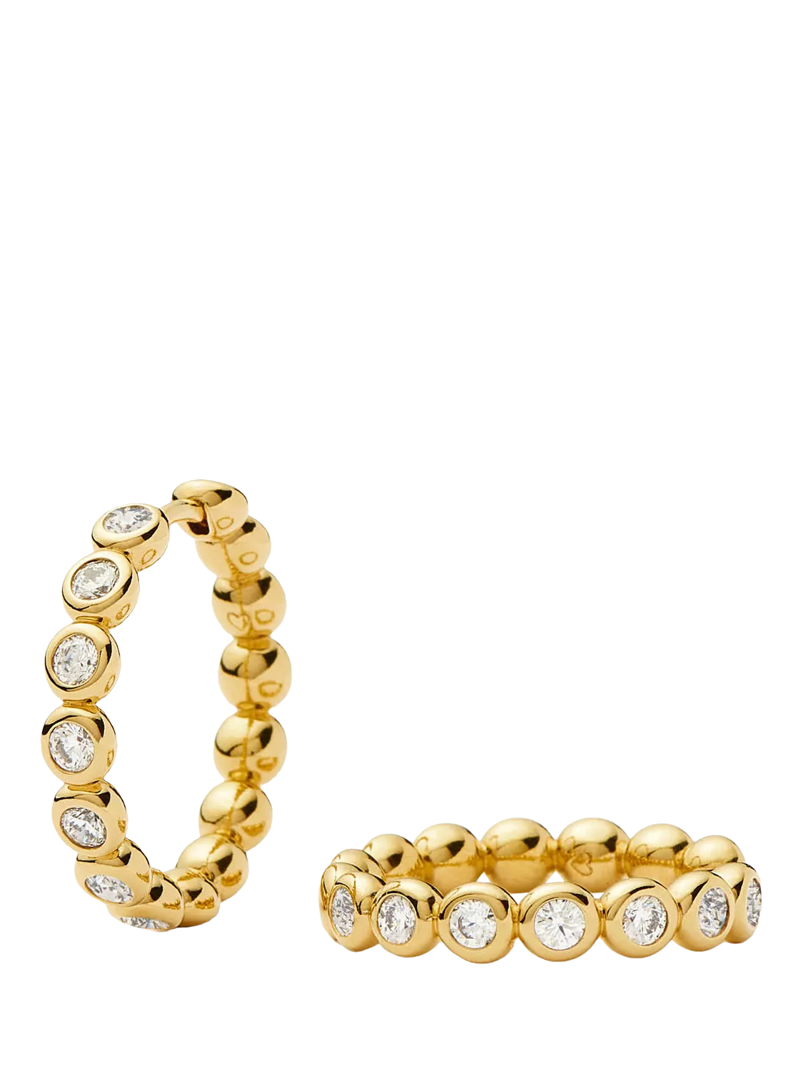 Missoma gold plated beaded hoop earrings with cubic zirconia, imported from the UK