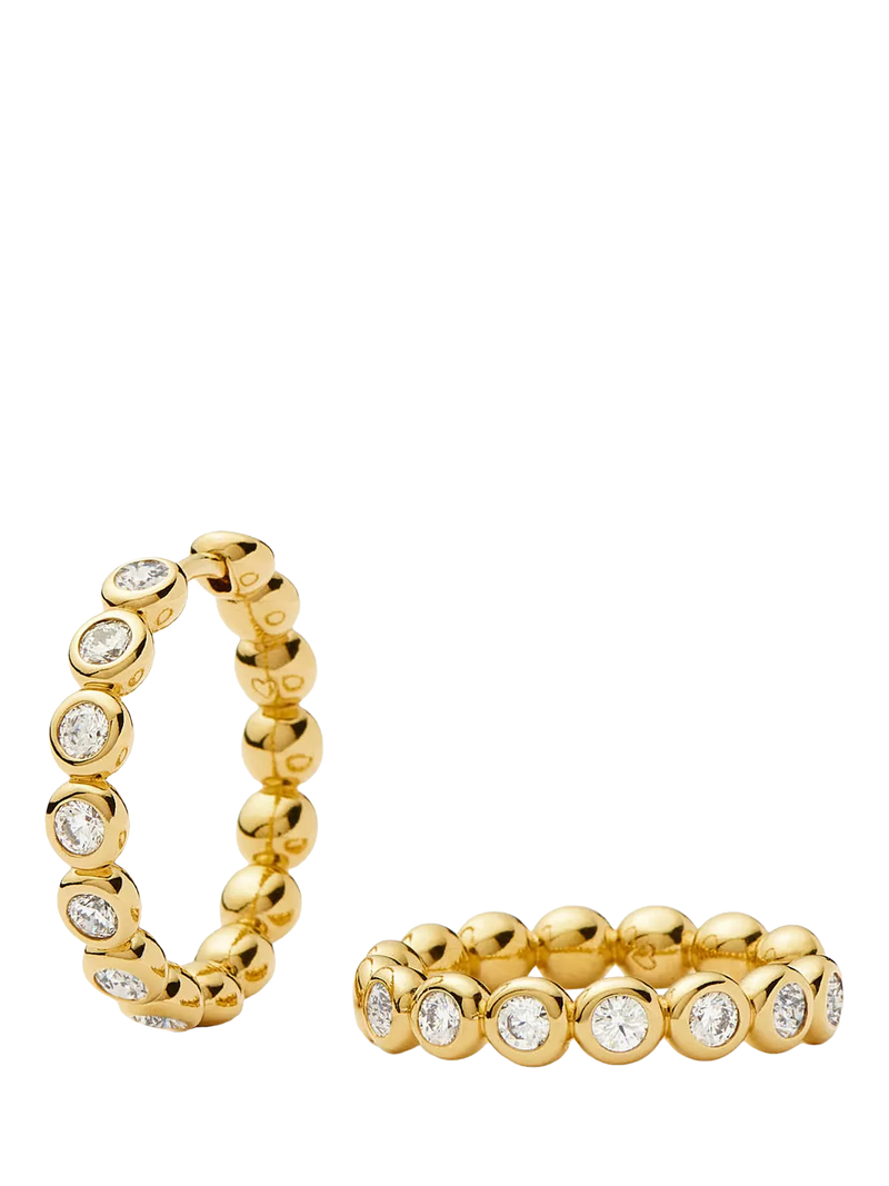 Missoma gold plated beaded hoop earrings with cubic zirconia, imported from the UK