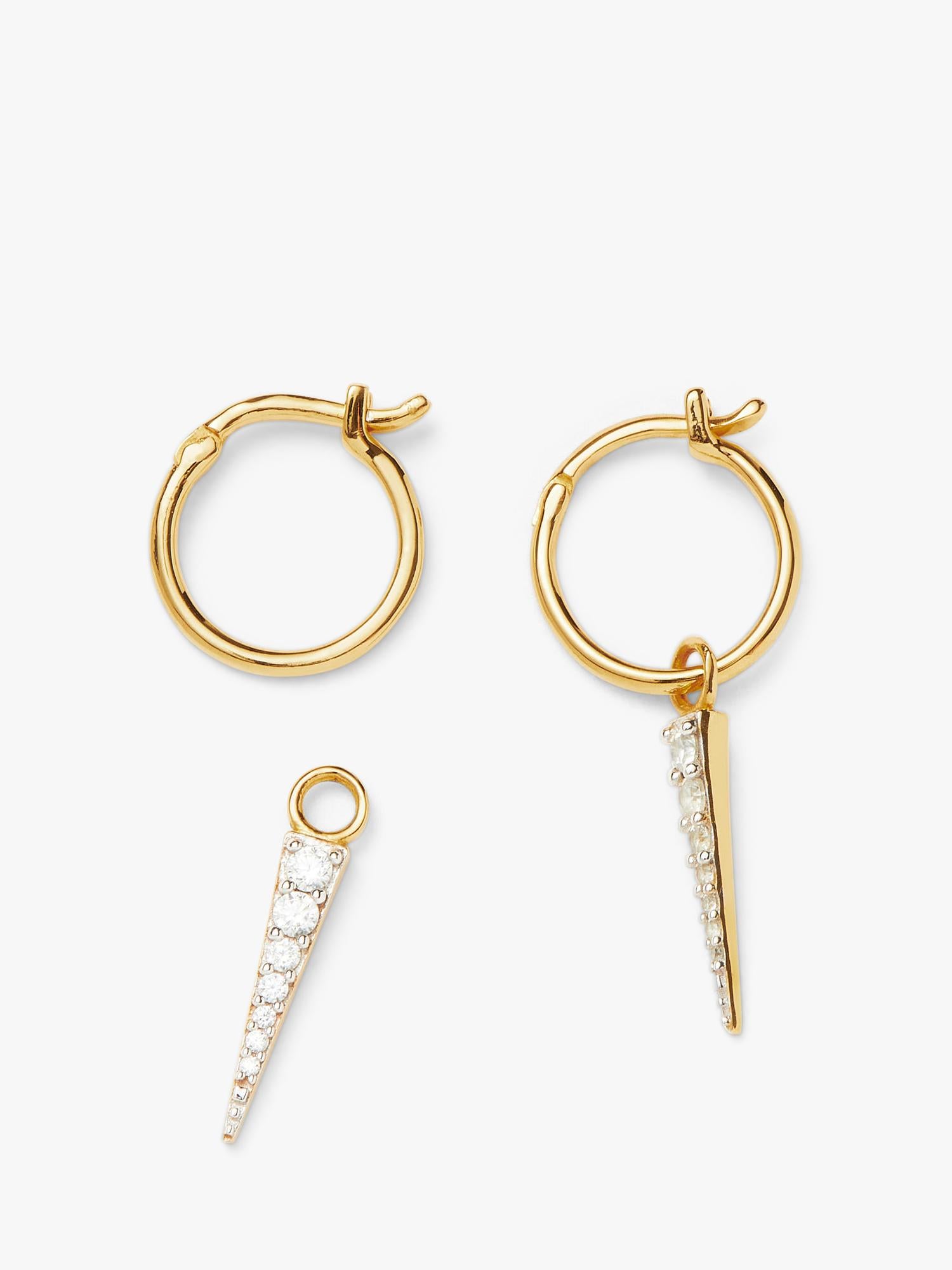 Missoma spike drop charm hoop earrings with cubic zirconia, imported from the UK