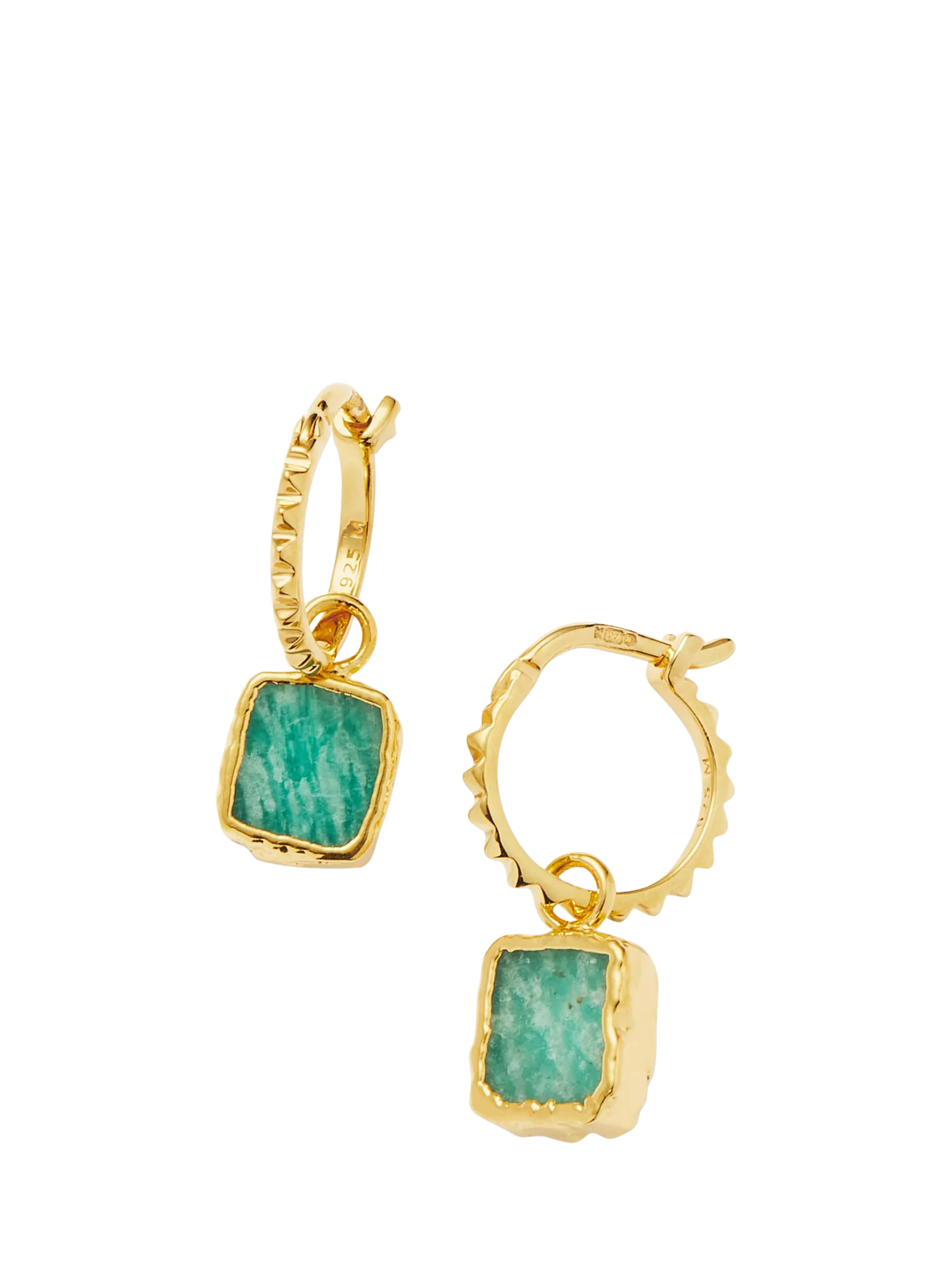 Missoma mini charm hoop earrings amazonite gold plated (British brand)