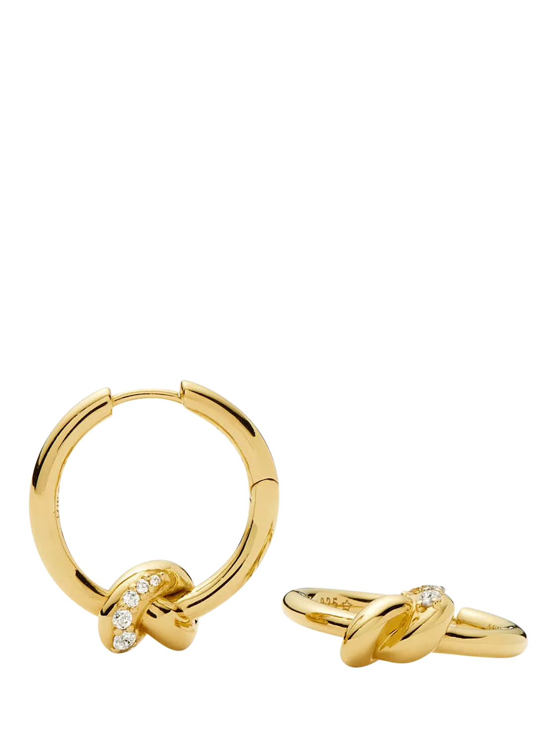 Missoma pave knot hoop earrings gold, imported from the UK