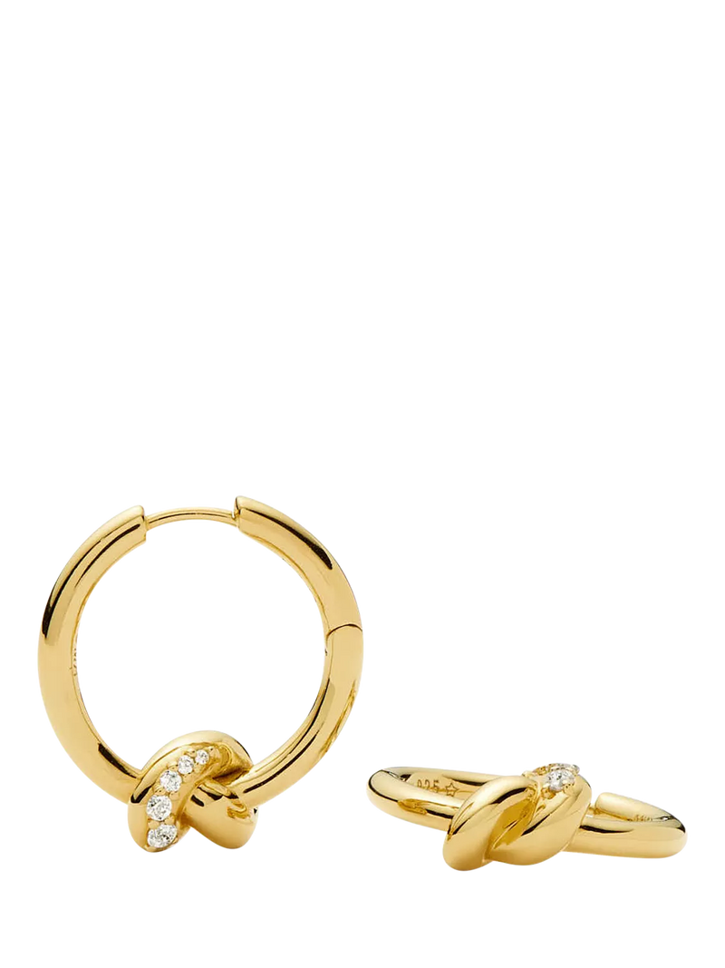 Missoma pave knot hoop earrings gold, imported from the UK