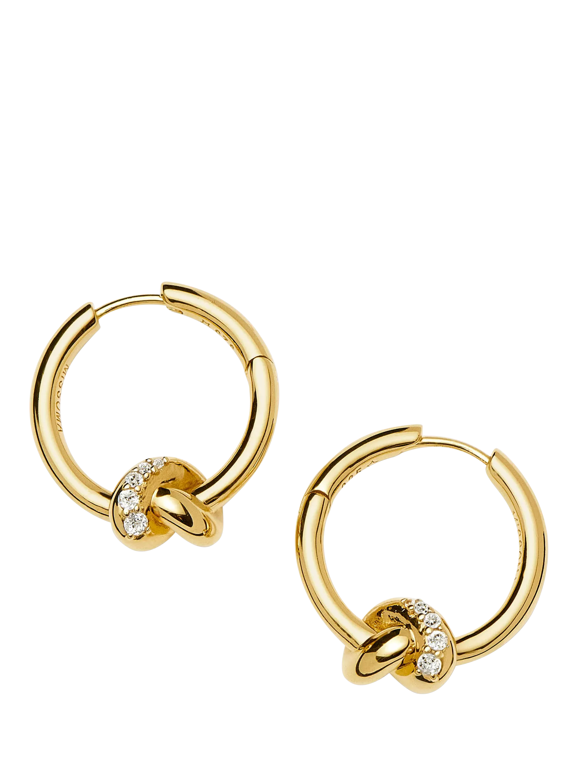 Missoma pave knot hoop earrings gold, imported from the UK