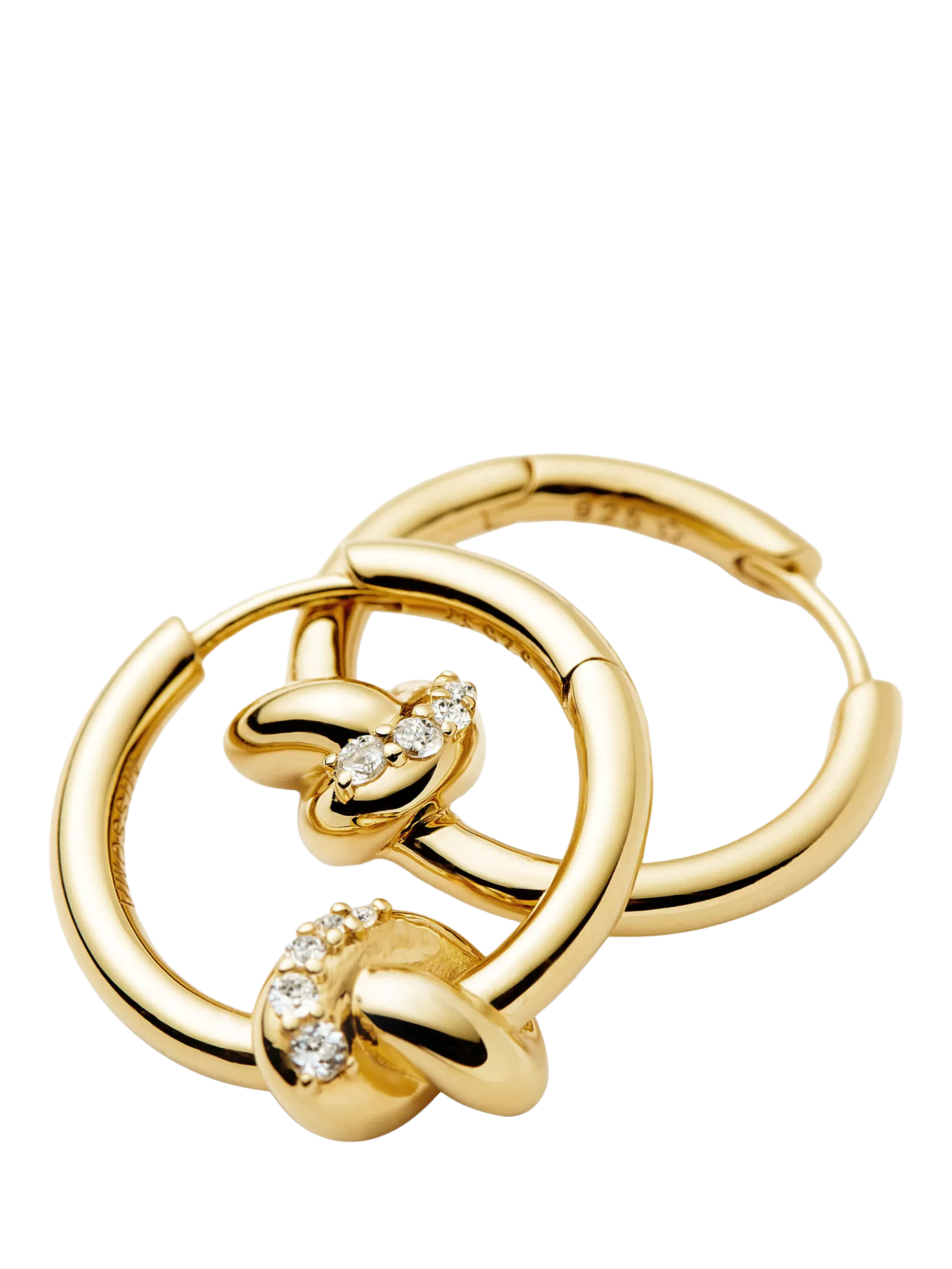 Missoma pave knot hoop earrings gold, imported from the UK