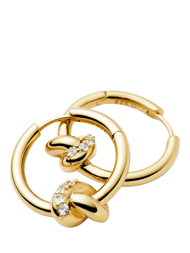 Missoma pave knot hoop earrings gold, imported from the UK
