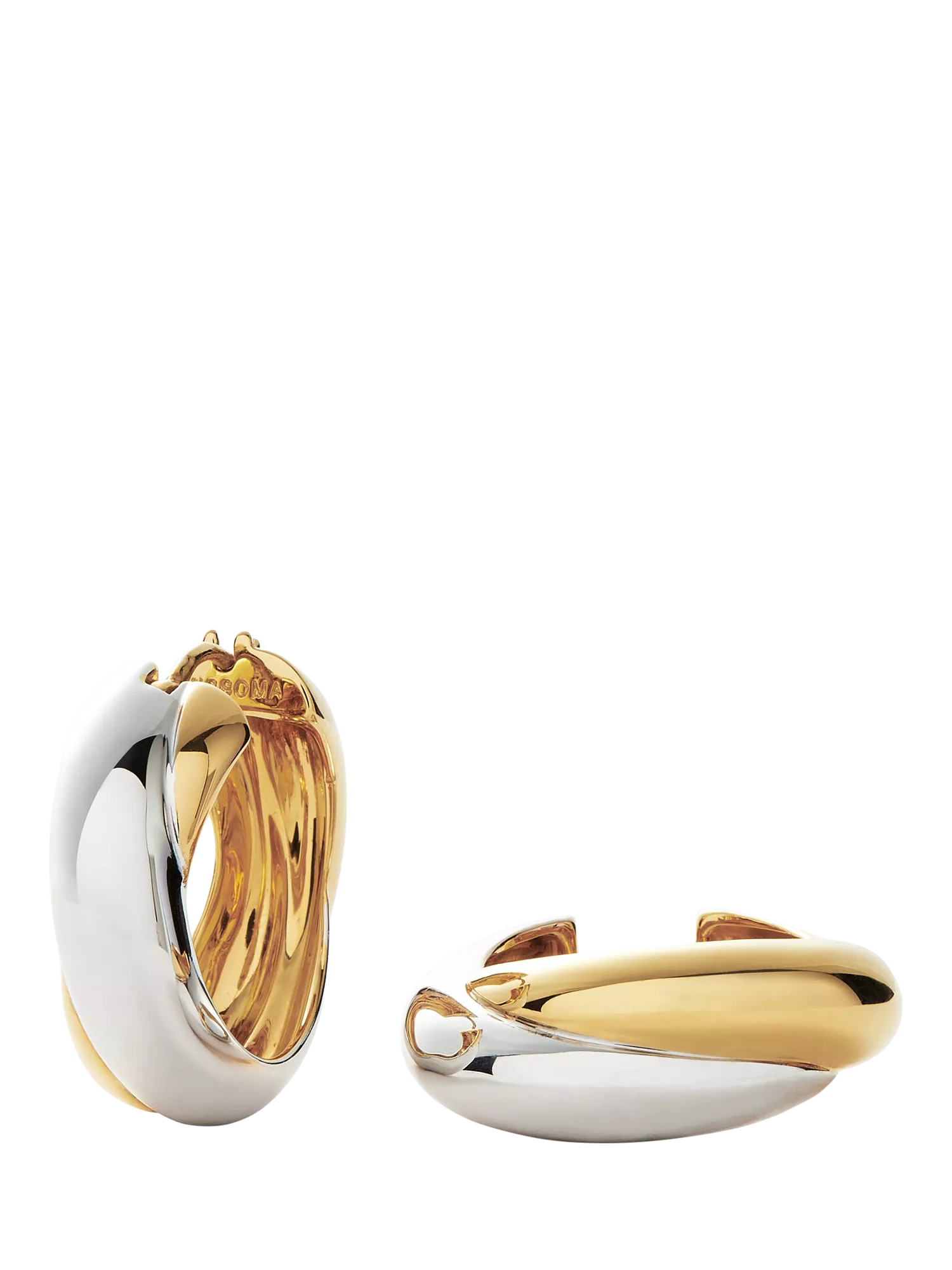 Missoma Lucy Williams Chunky Medium Entwine Hoop Earrings mixed metal, imported from the UK
