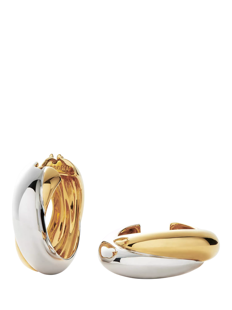 Missoma Lucy Williams Chunky Medium Entwine Hoop Earrings mixed metal, imported from the UK