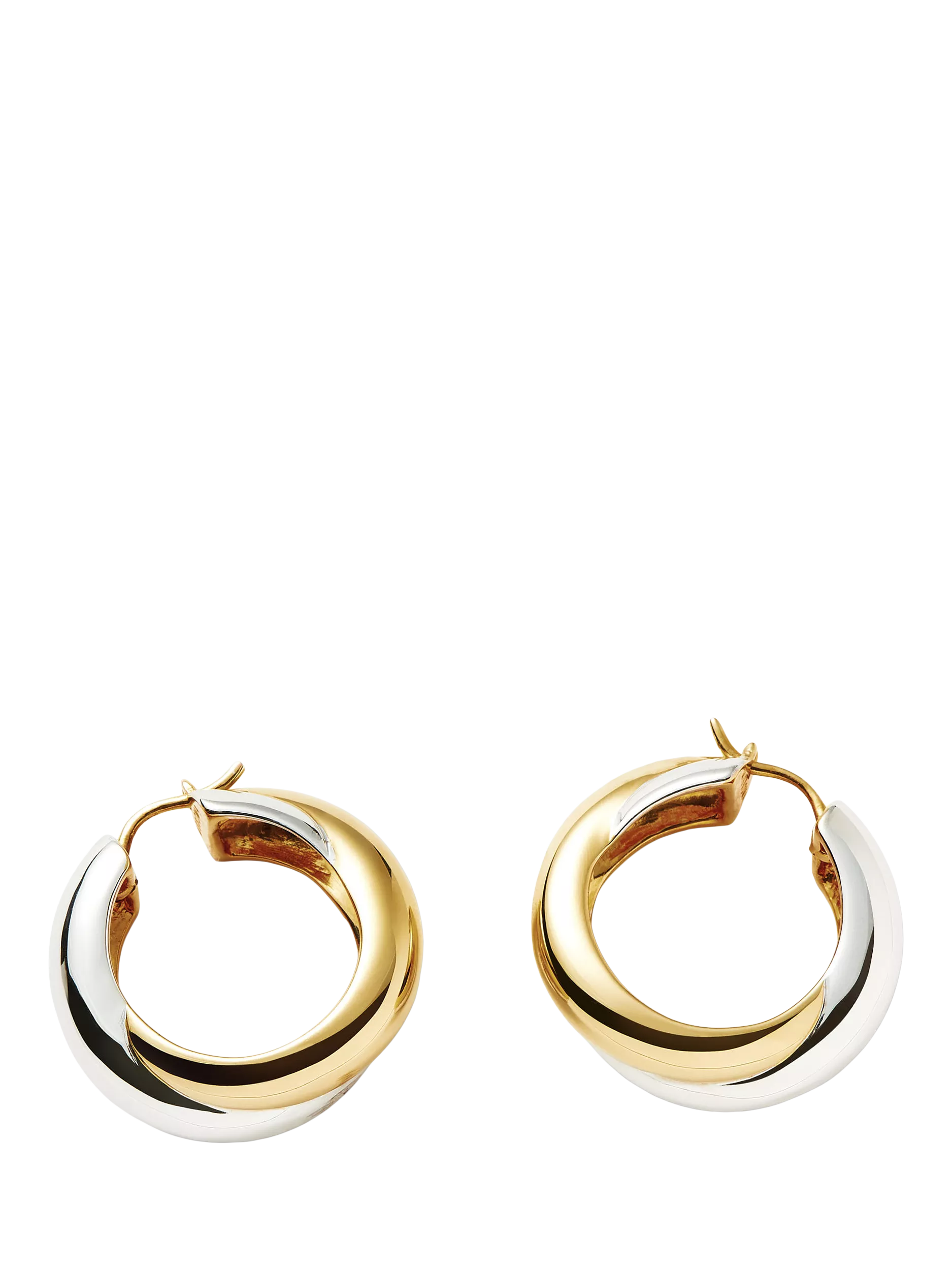 Missoma Lucy Williams Chunky Medium Entwine Hoop Earrings mixed metal, imported from the UK