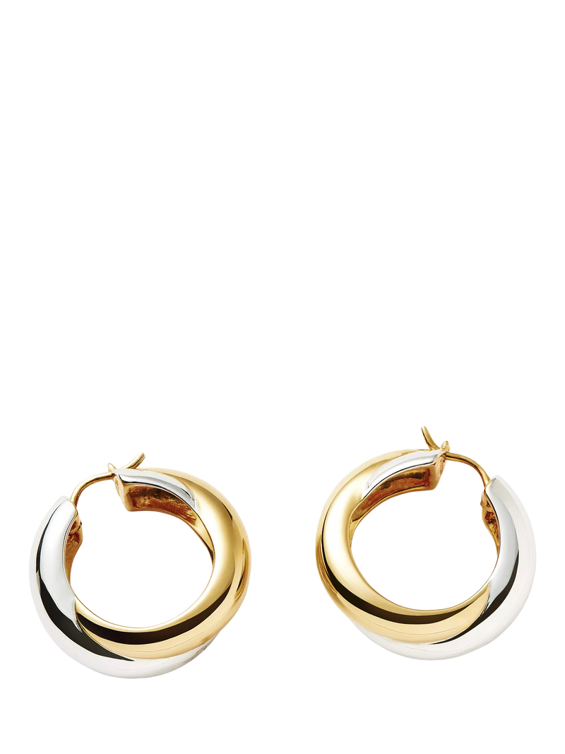 Missoma Lucy Williams Chunky Medium Entwine Hoop Earrings mixed metal, imported from the UK