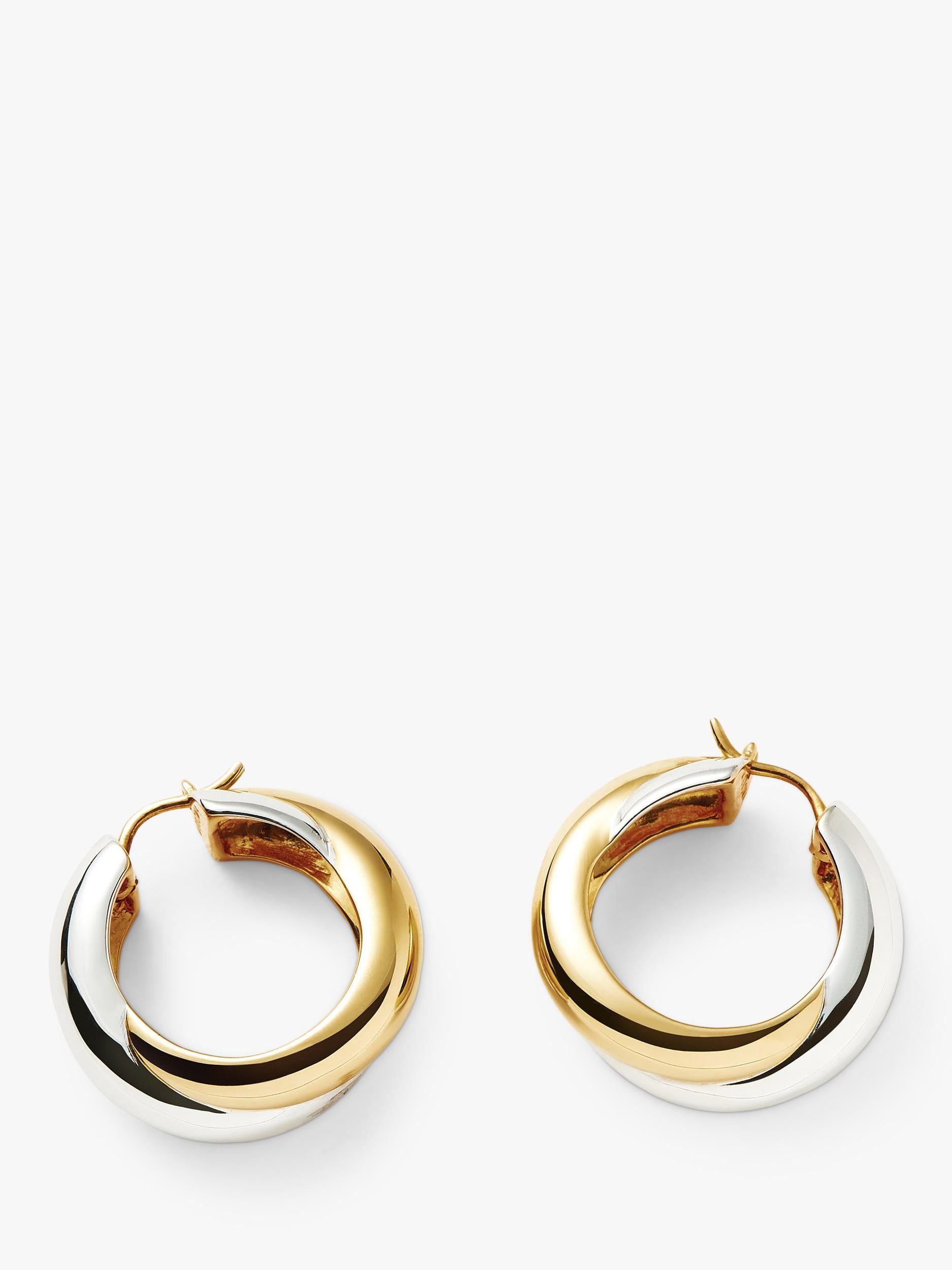Missoma Lucy Williams Chunky Medium Entwine Hoop Earrings mixed metal, imported from the UK
