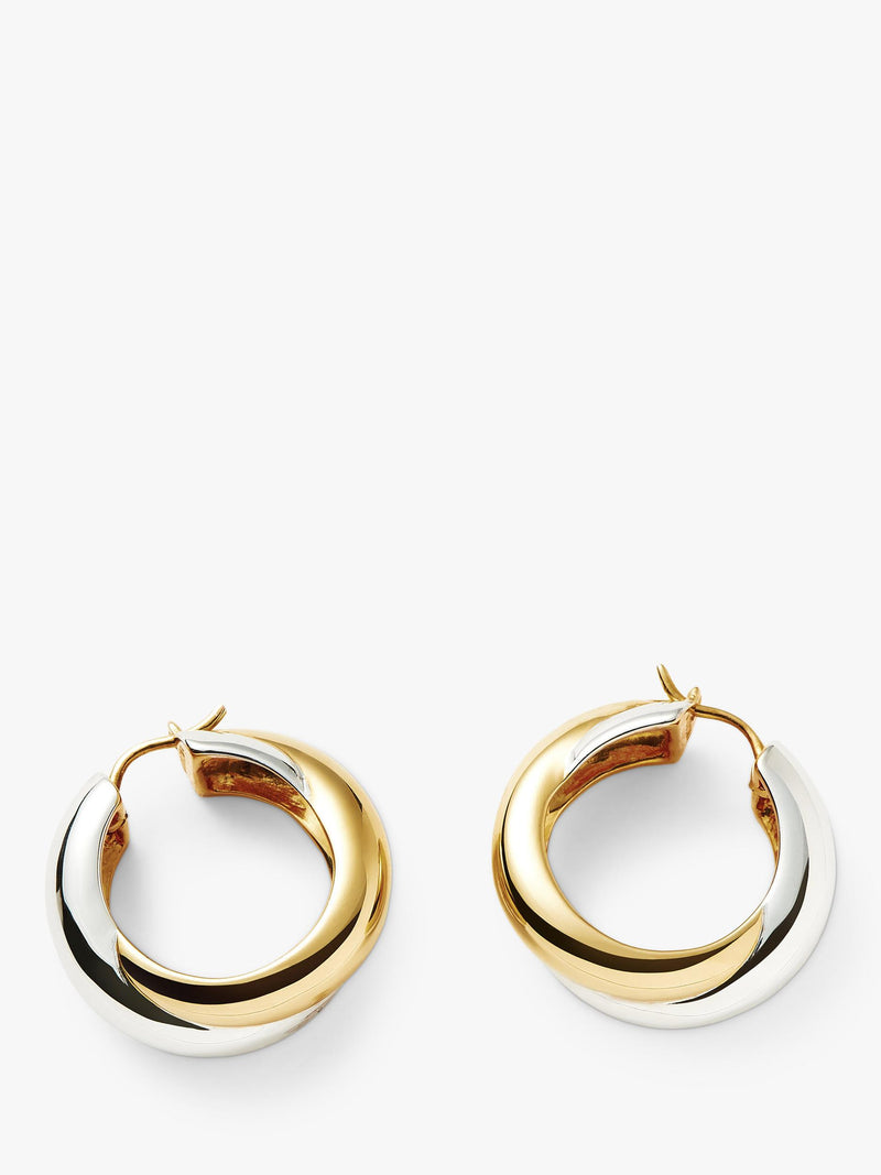 Missoma Lucy Williams Chunky Medium Entwine Hoop Earrings mixed metal, imported from the UK