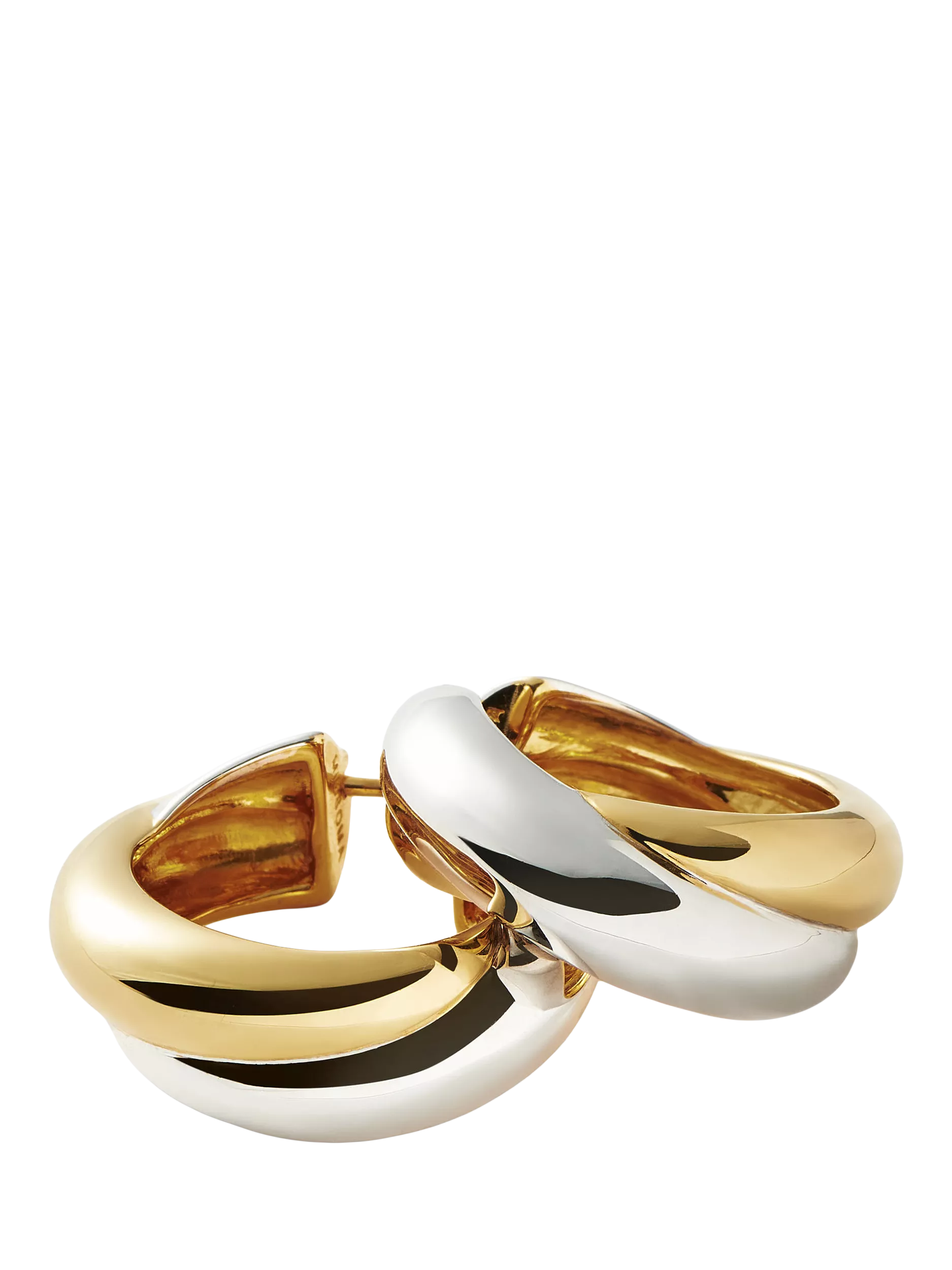 Missoma Lucy Williams Chunky Medium Entwine Hoop Earrings mixed metal, imported from the UK