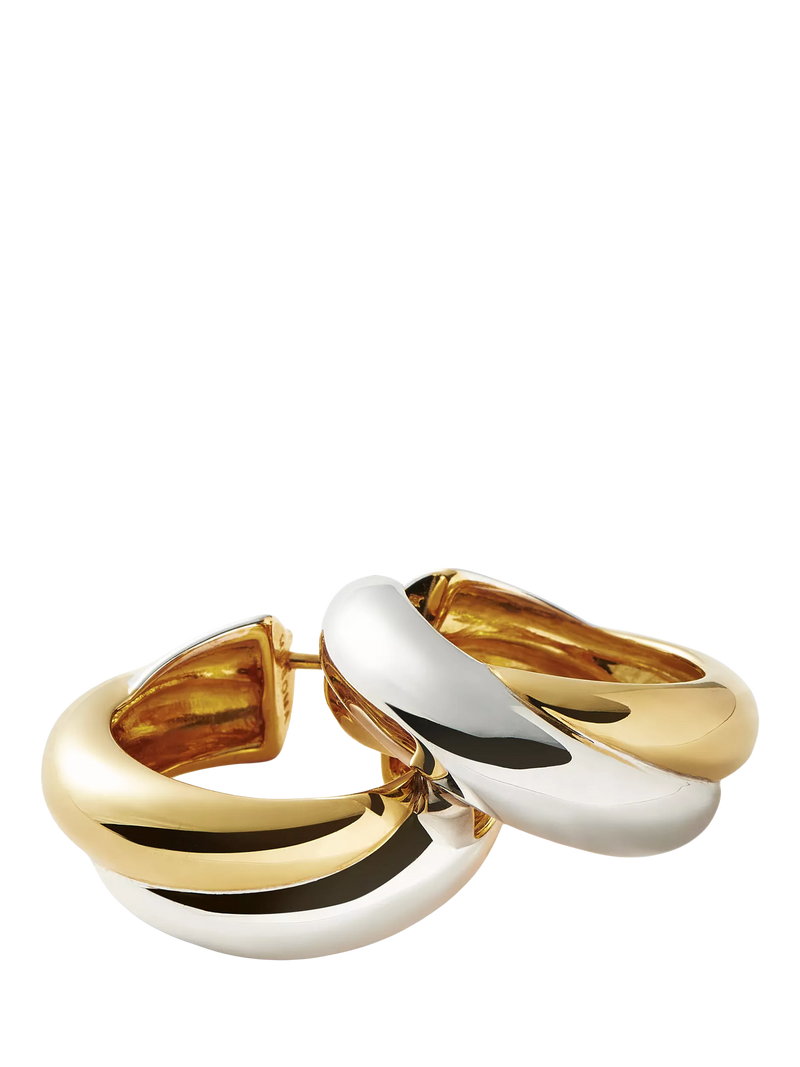 Missoma Lucy Williams Chunky Medium Entwine Hoop Earrings mixed metal, imported from the UK