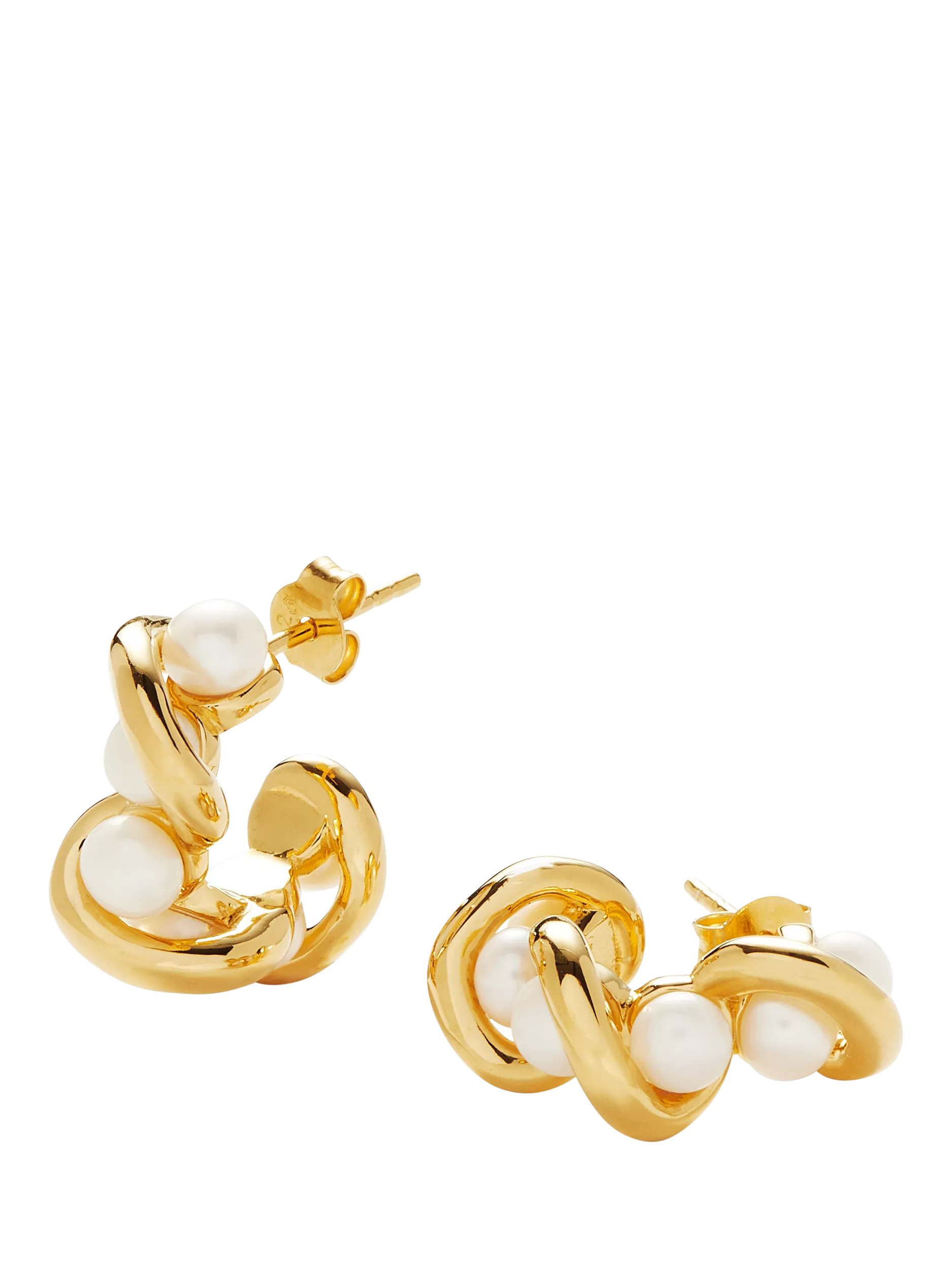 Missoma pearl mini double hoop earrings gold (British brand)